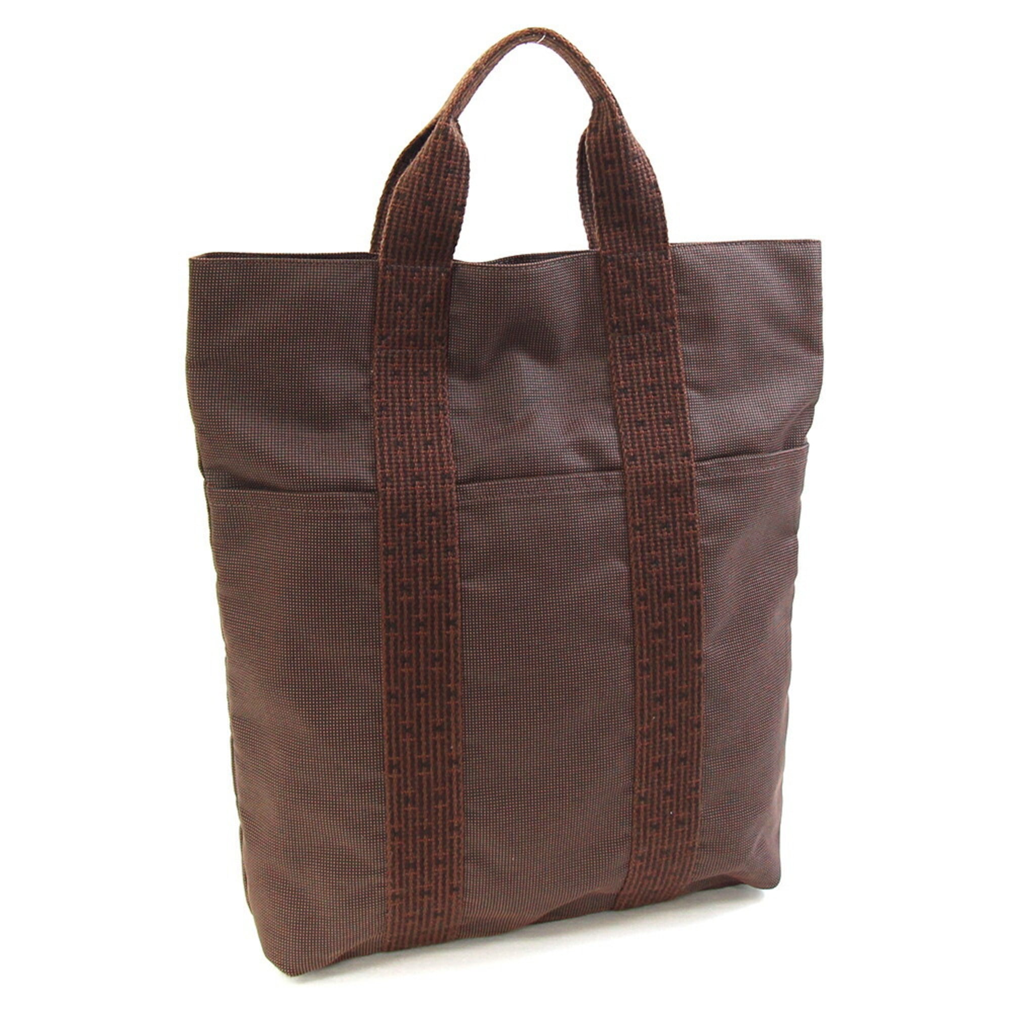 Hermes Her Line Brown Canvas Handbag Tote Bag (Pre-Owned)