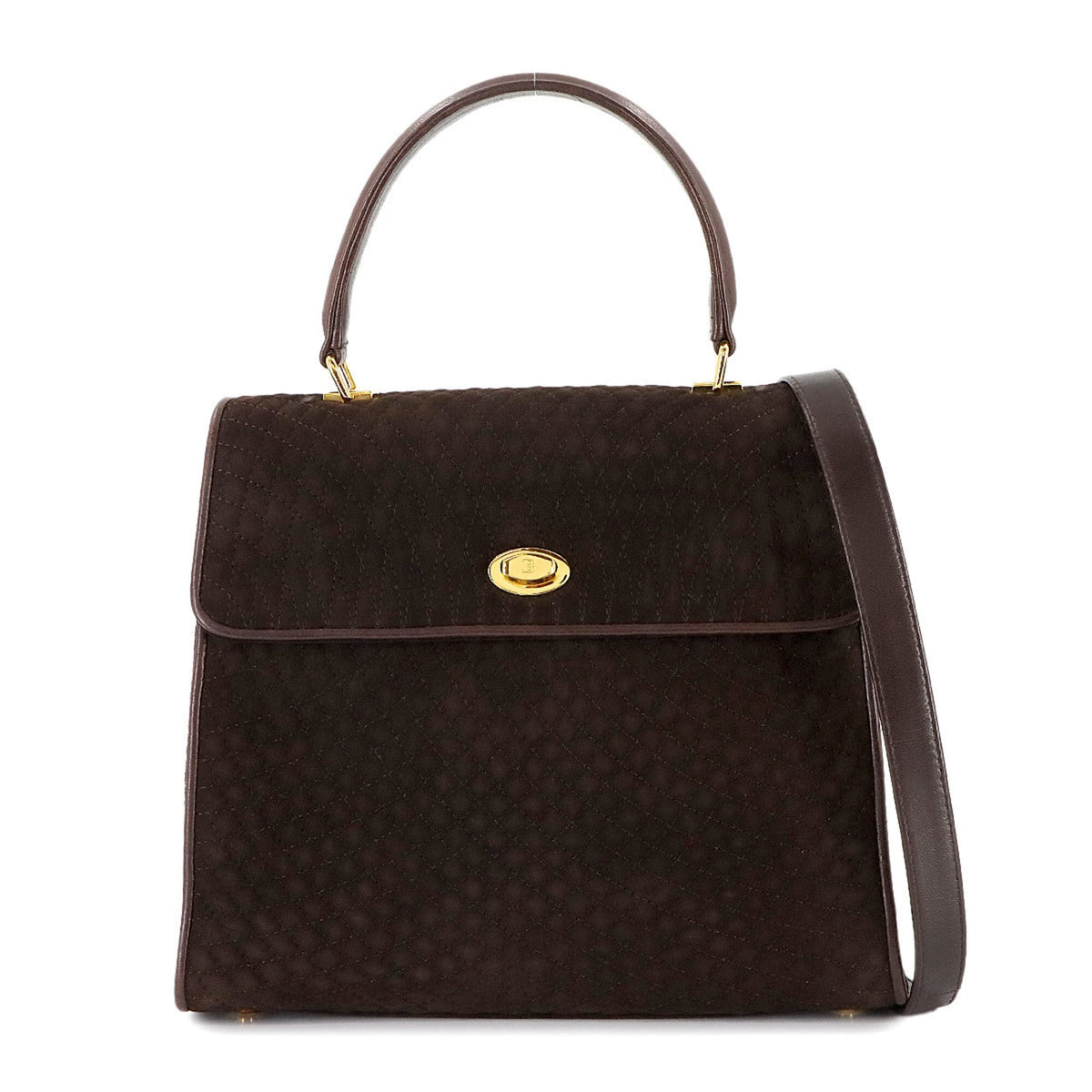 Bally Brown Suede Leather Handbag Shoulder Bag (Pre-Owned)