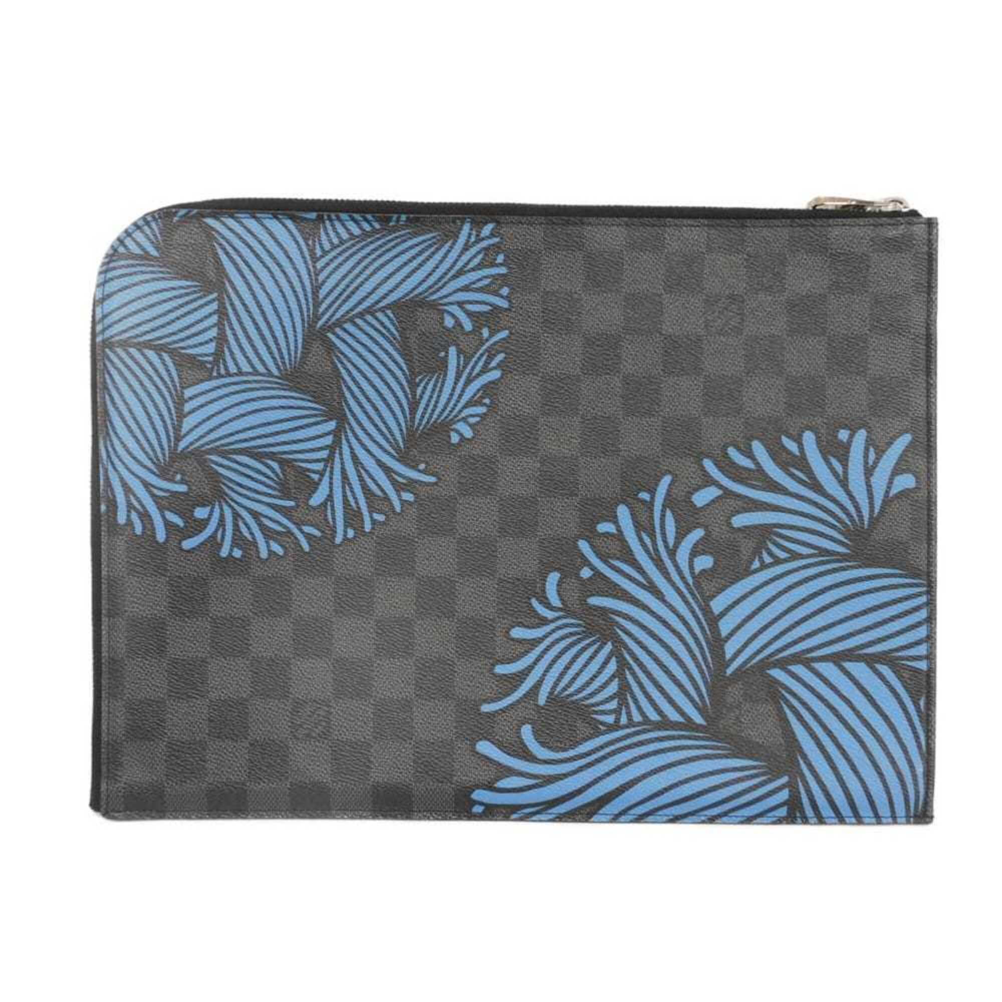 Louis Vuitton Black Blue Damier Graphite Canvas Clutch Bag Pochette (Pre-Owned)