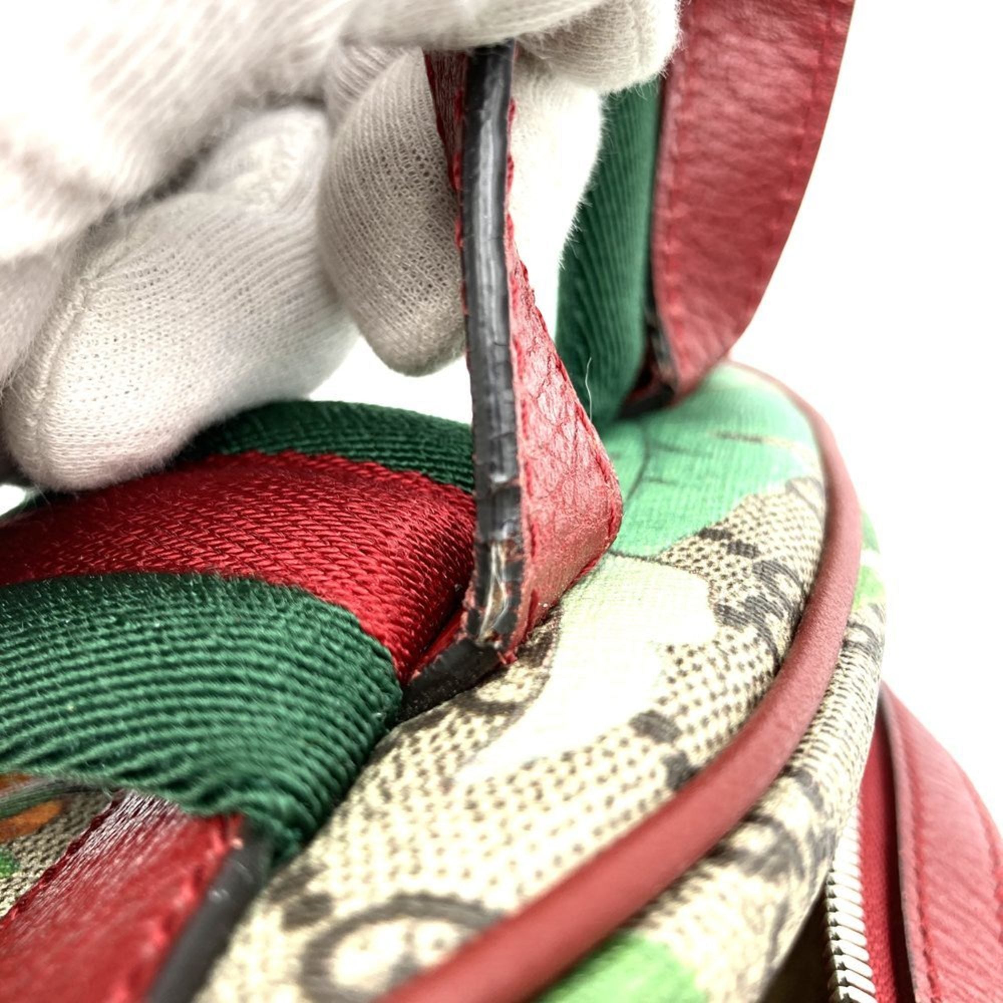 Gucci Green Multi-Color Red Color Yellow Gg Supreme Canvas Leather Backpack (Pre-Owned)
