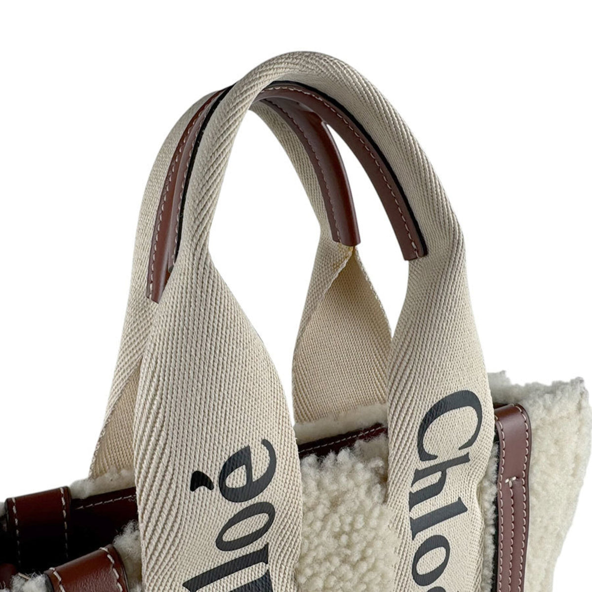 Chloé Brown Ivory Leather Fur Handbag Shoulder Bag (Pre-Owned)