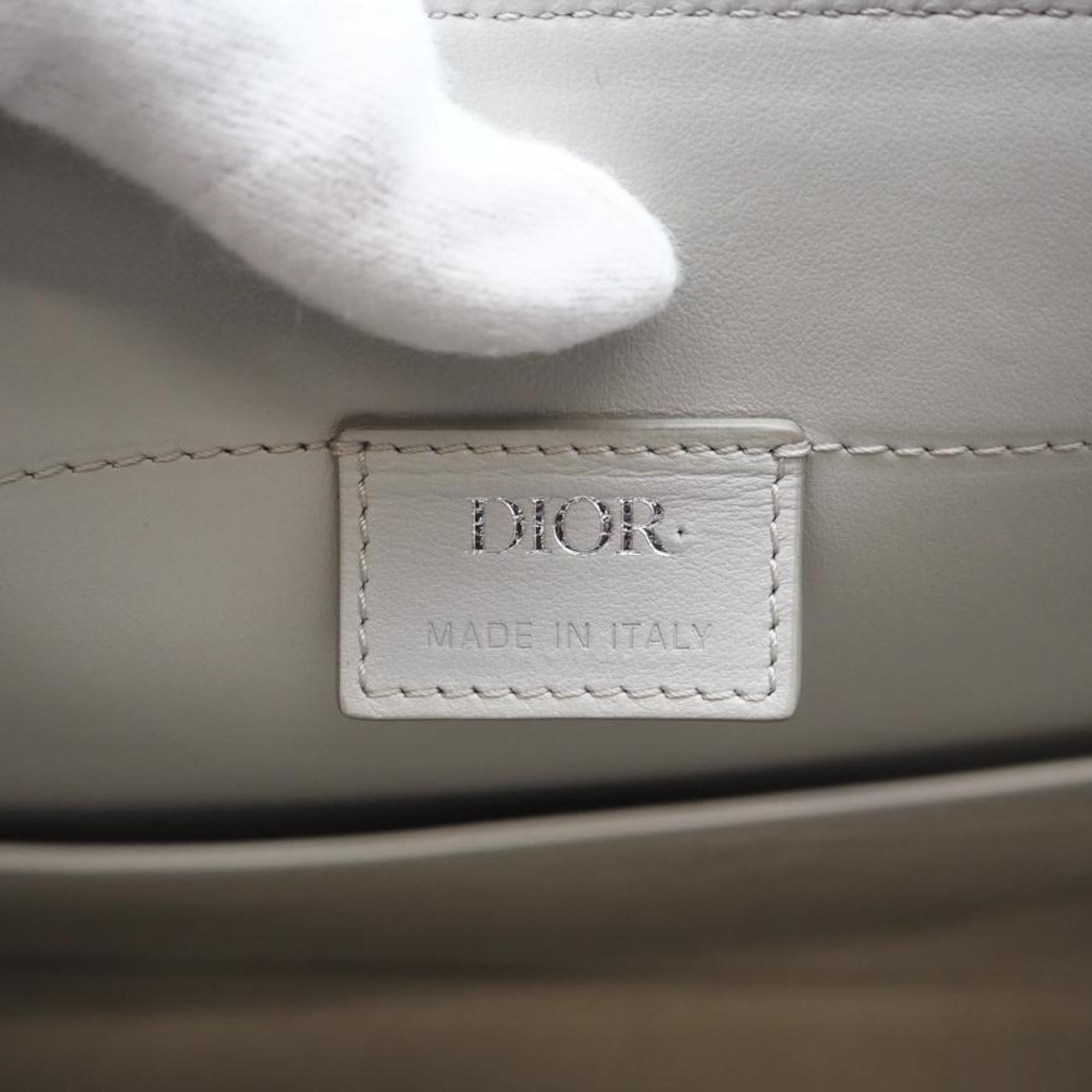 Christian Dior Gray White Leather Tote Bag (Pre-Owned)