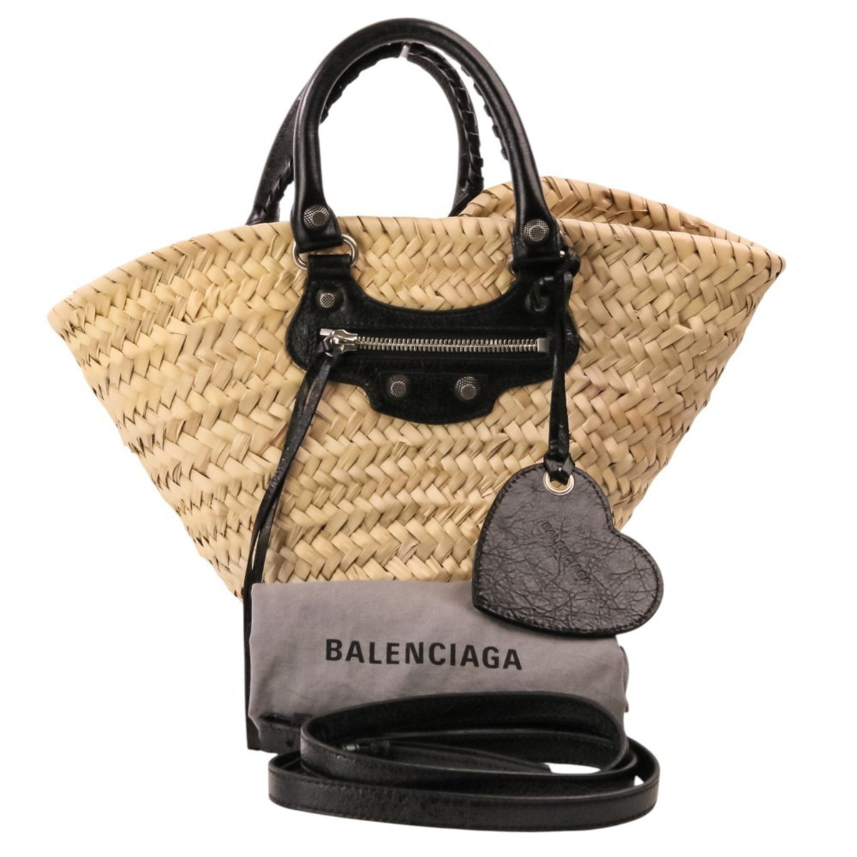 Balenciaga Beige Raffia Leather Basket Shoulder Bag (Pre-Owned)