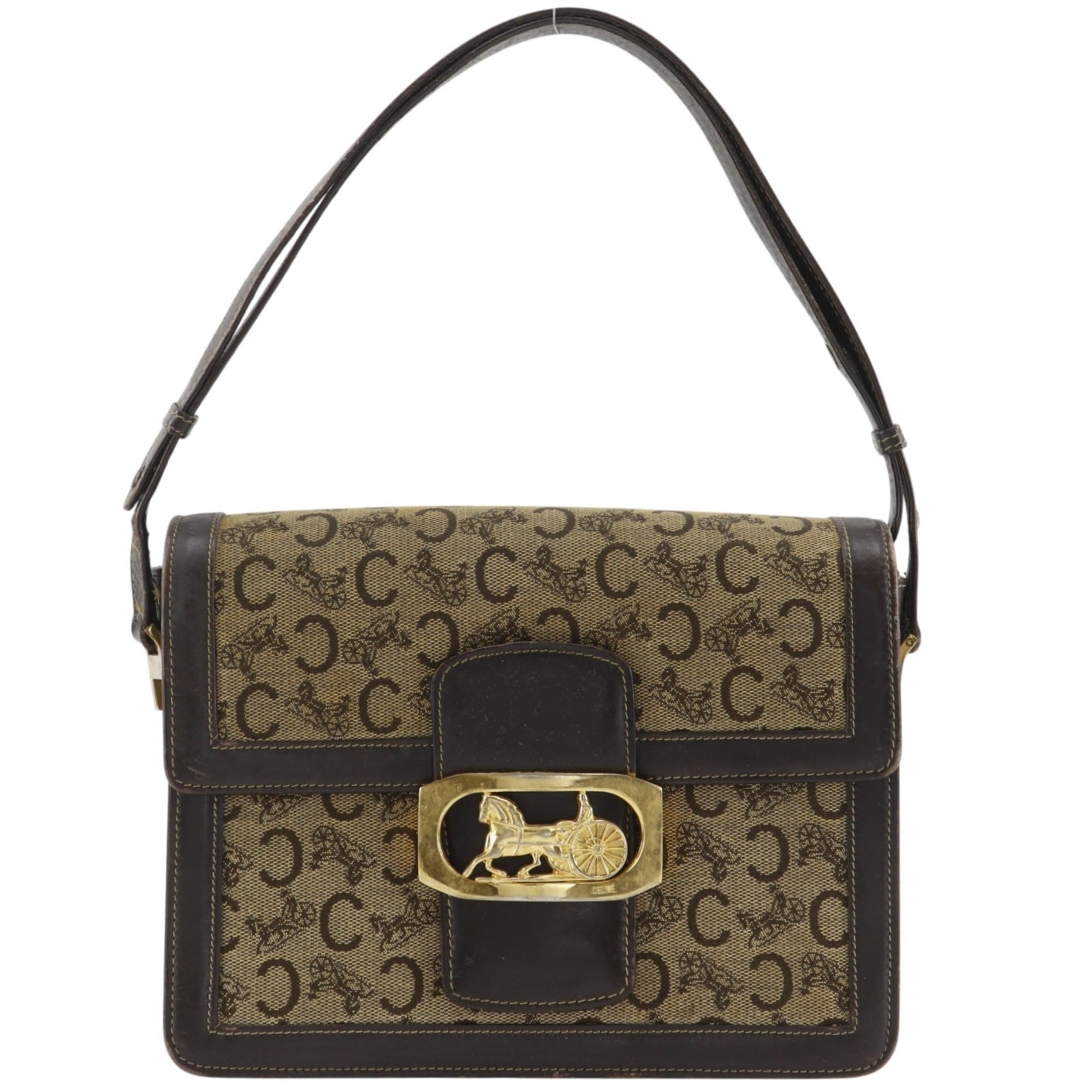 Celine Brown Canvas Shoulder Bag (Pre-Owned)