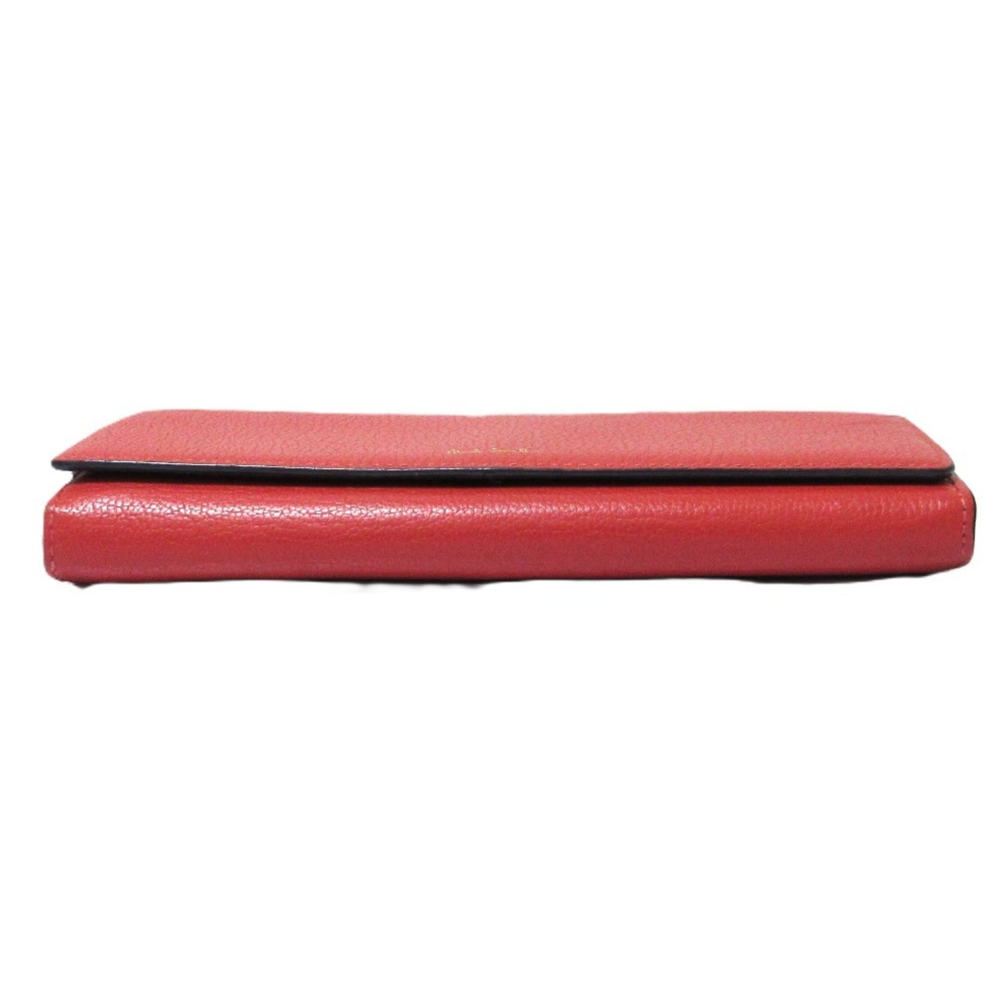 Paul Smith Red Color Leather Long Bill Wallet (Tri-Fold) (Pre-Owned)