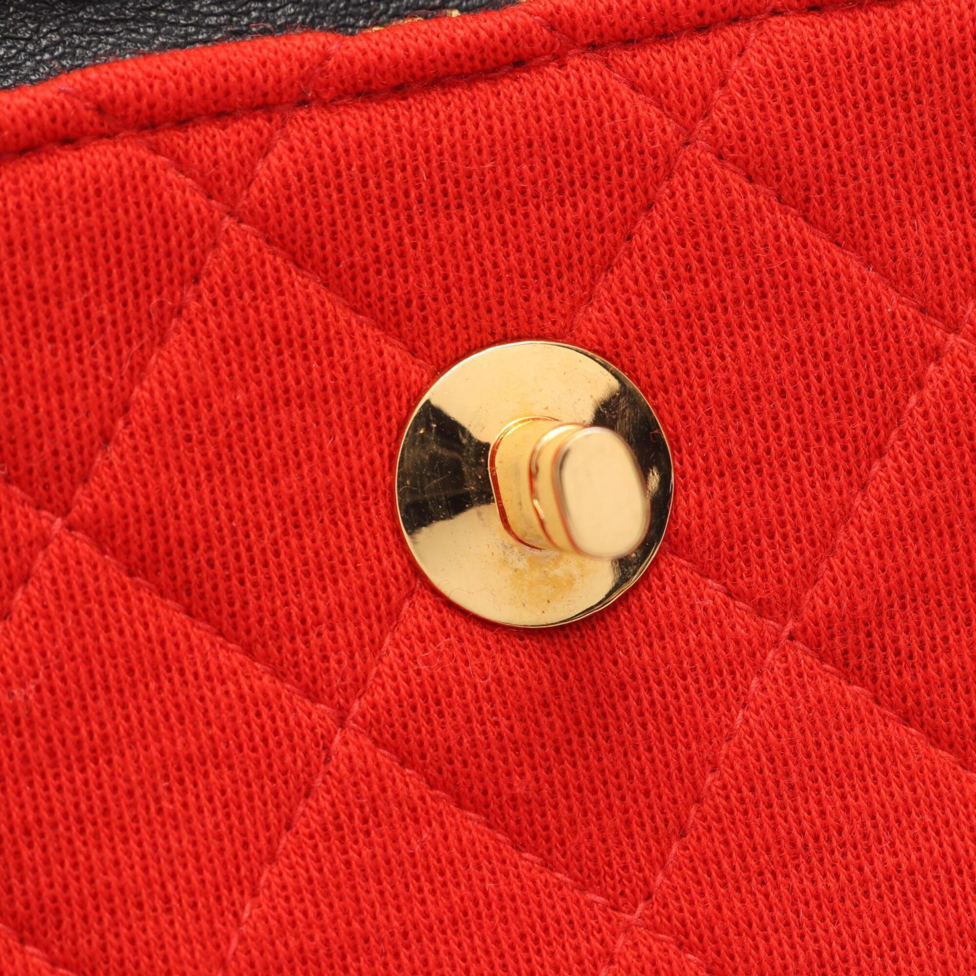 Chanel Red Color Fabric Handbag Shoulder Bag (Pre-Owned)
