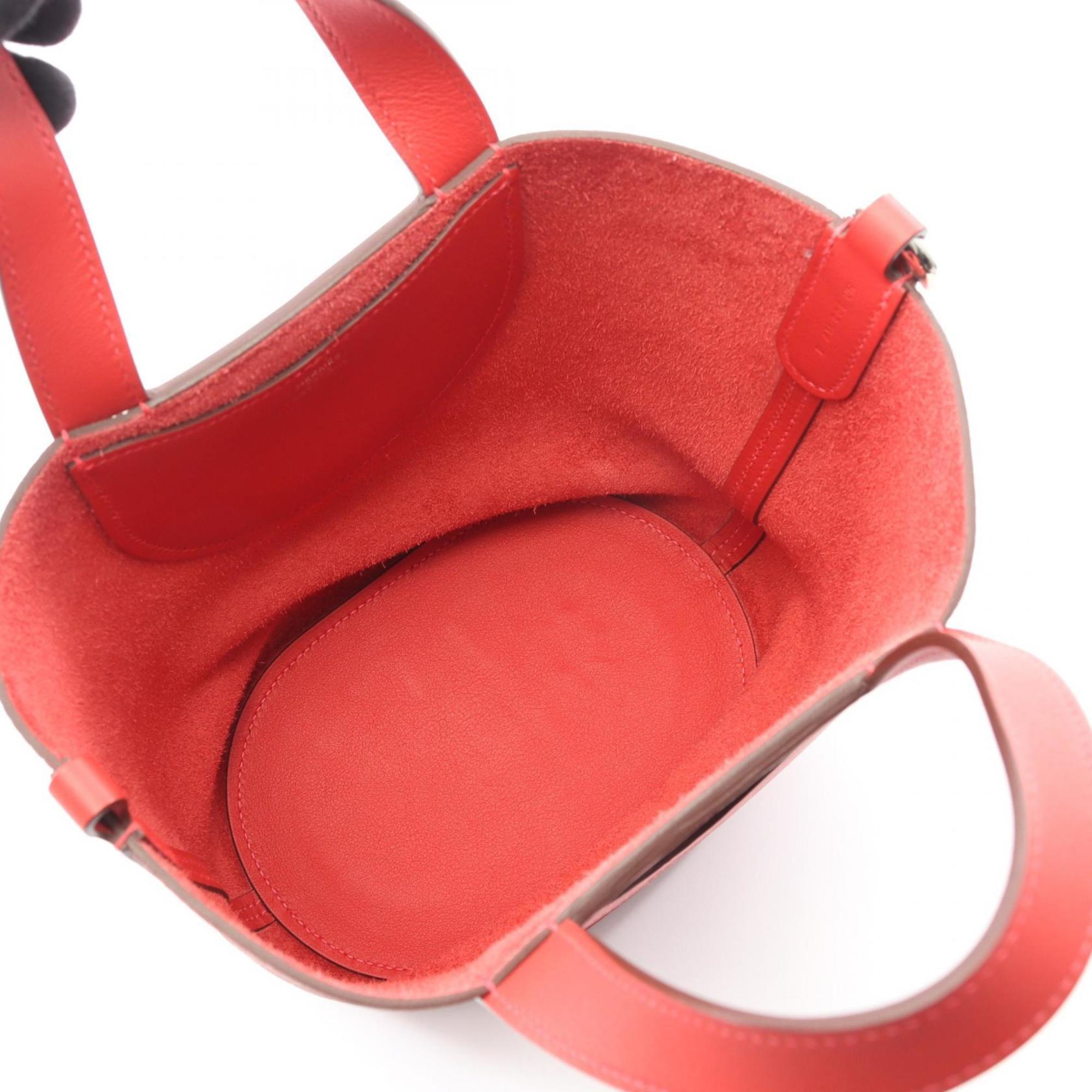 Hermes Red Color Rouge Casaque Taurillon Clemence Leather Leather Handbag (Pre-Owned)