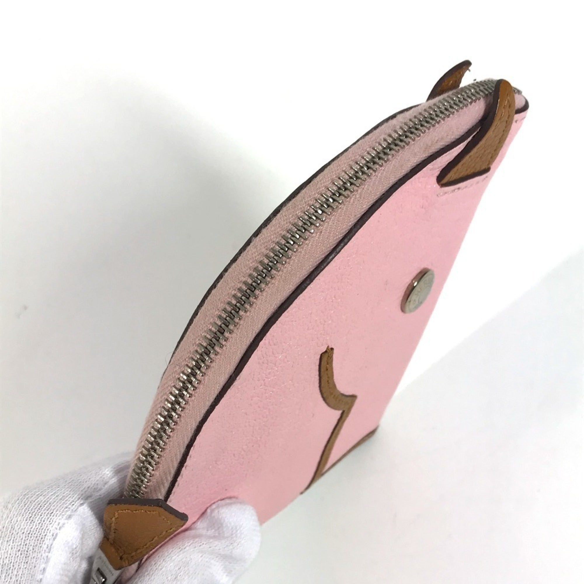 Hermes Pink Chevre Leather Coin Purse/Coin Case (Pre-Owned)