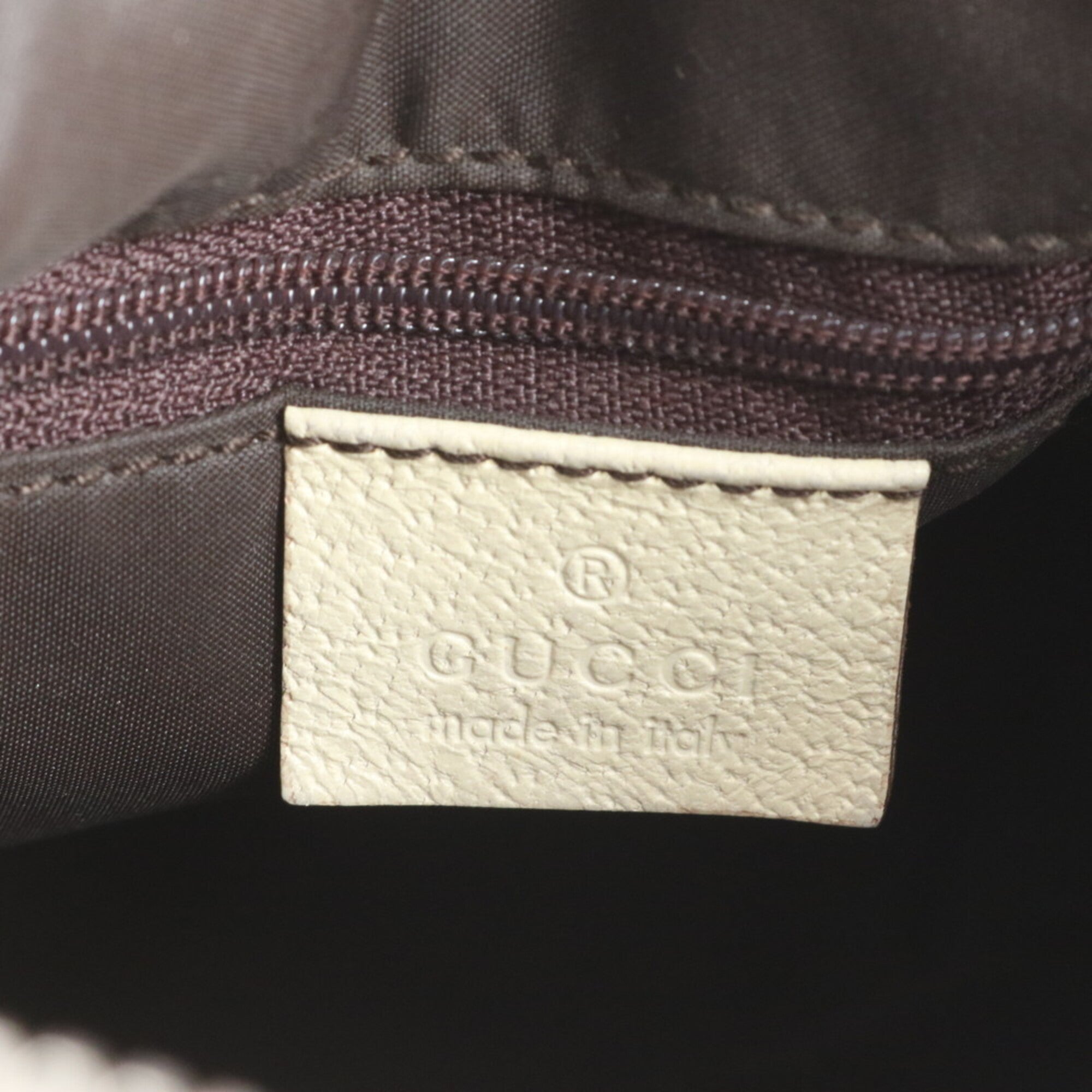 Gucci Beige Off-White Leather Canvas Shoulder Bag Tote Bag (Pre-Owned)