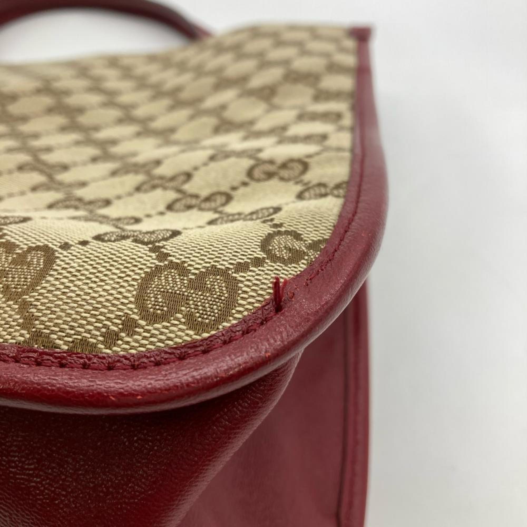 Gucci Beige Gg Canvas Leather Tote Bag (Pre-Owned)