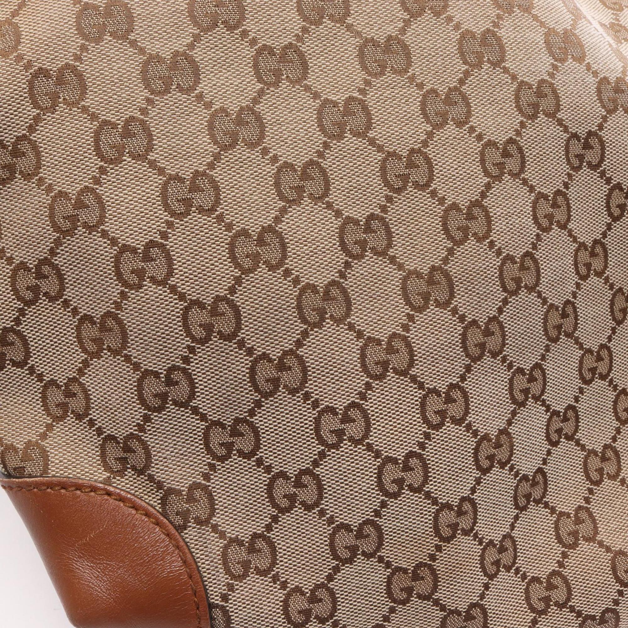 Gucci Beige Brown Gg Canvas Leather Handbag Shoulder Bag (Pre-Owned)