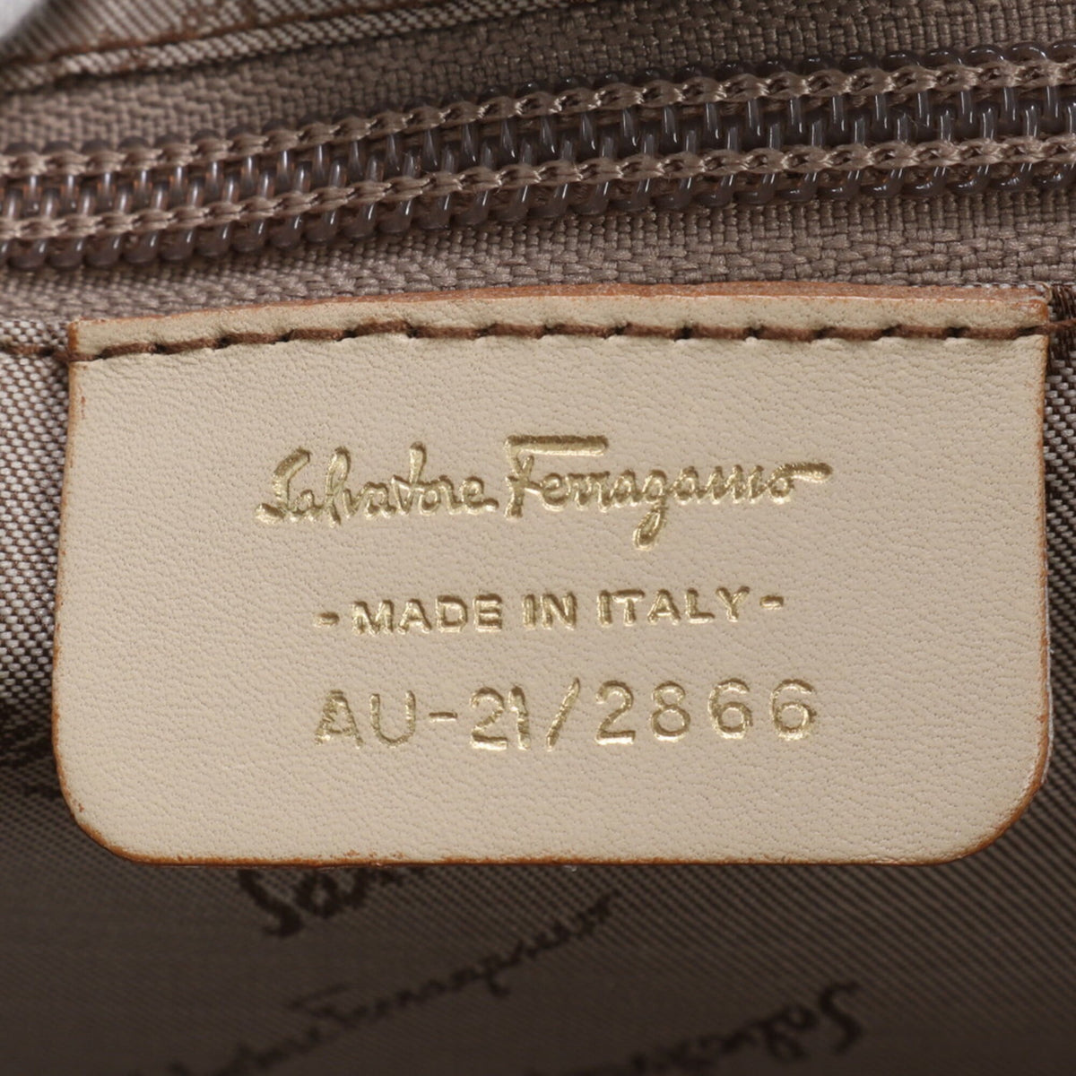 Salvatore Ferragamo Beige Yellow Leather Canvas Shoulder Bag Tote Bag (Pre-Owned)