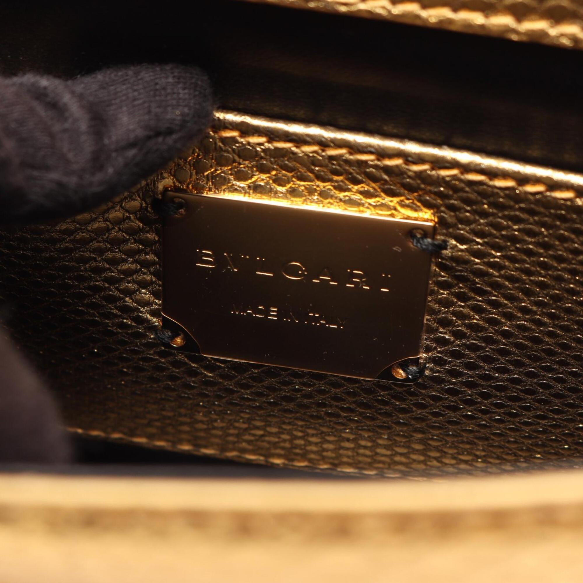 Bvlgari Gold Leather Handbag Shoulder Bag (Pre-Owned)