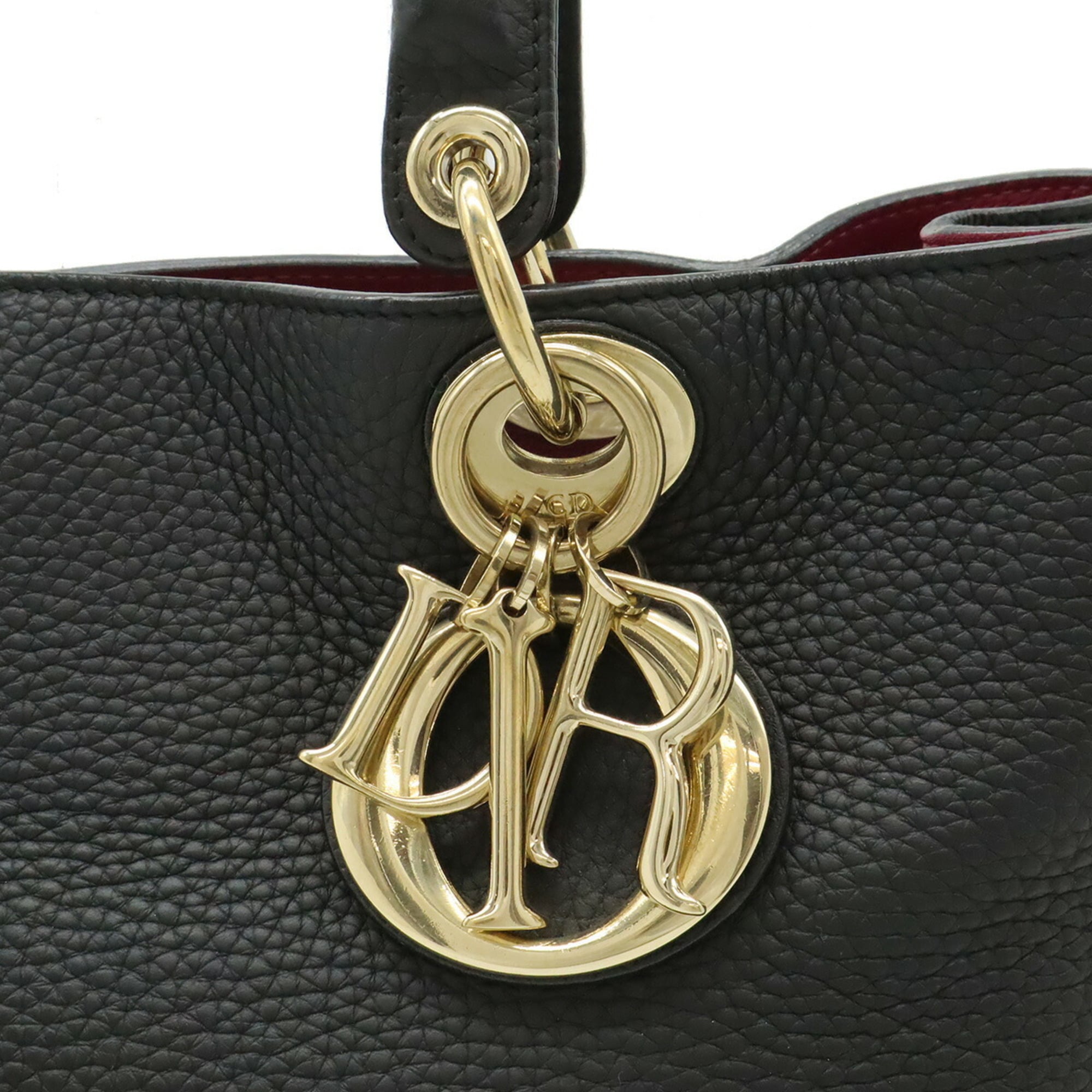Christian Dior Black White Leather Handbag Pouch Shoulder Bag (Pre-Owned)