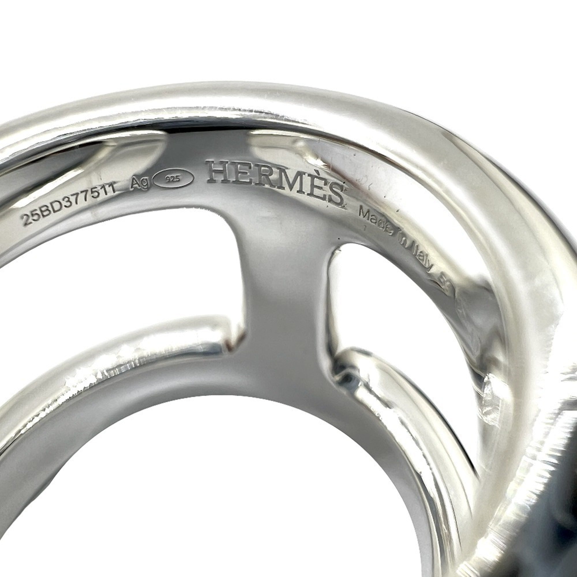Hermes Silver Silver 925 Band Ring (Pre-Owned)