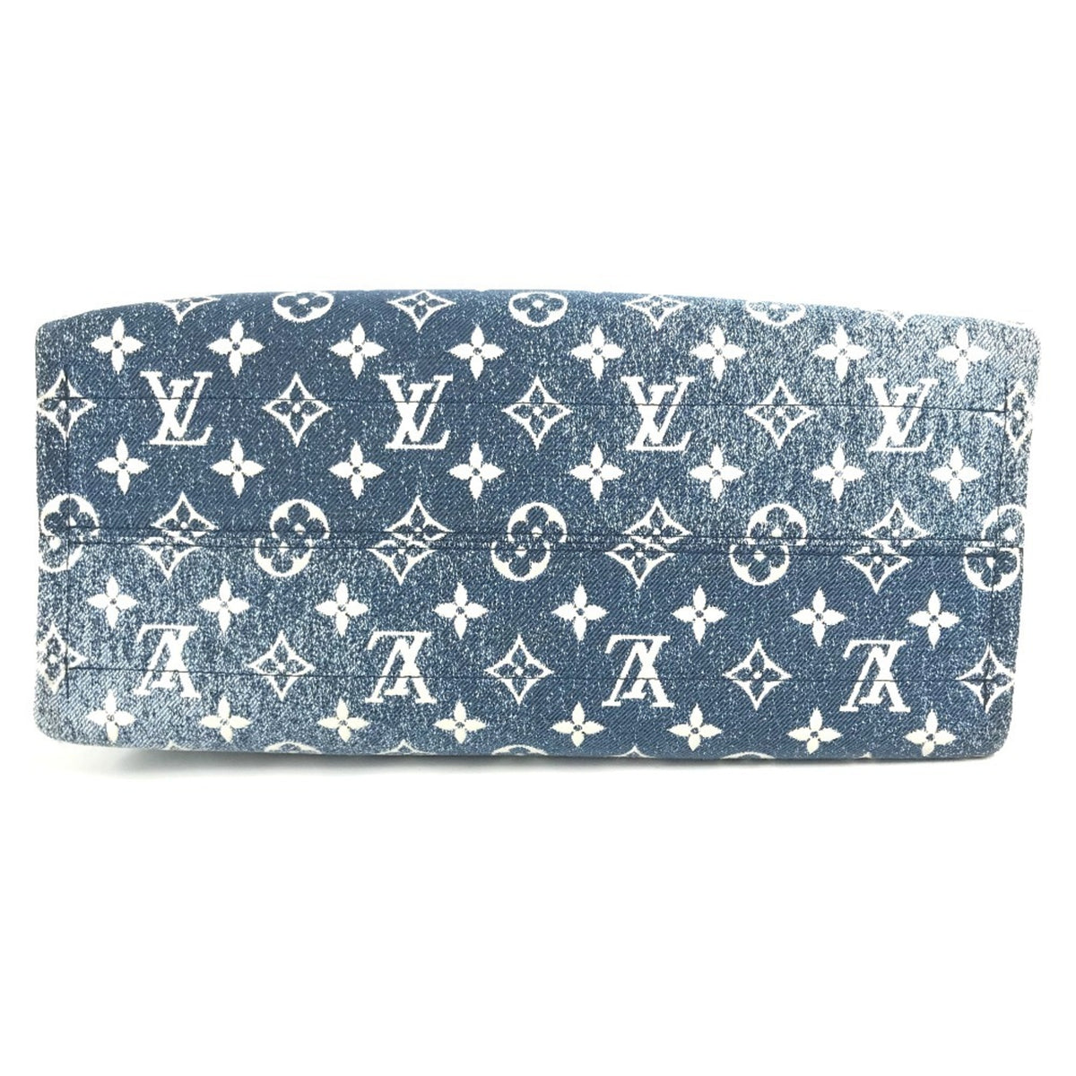 Louis Vuitton Blue White Monogram Denim Leather Canvas Shoulder Bag Tote Bag (Pre-Owned)
