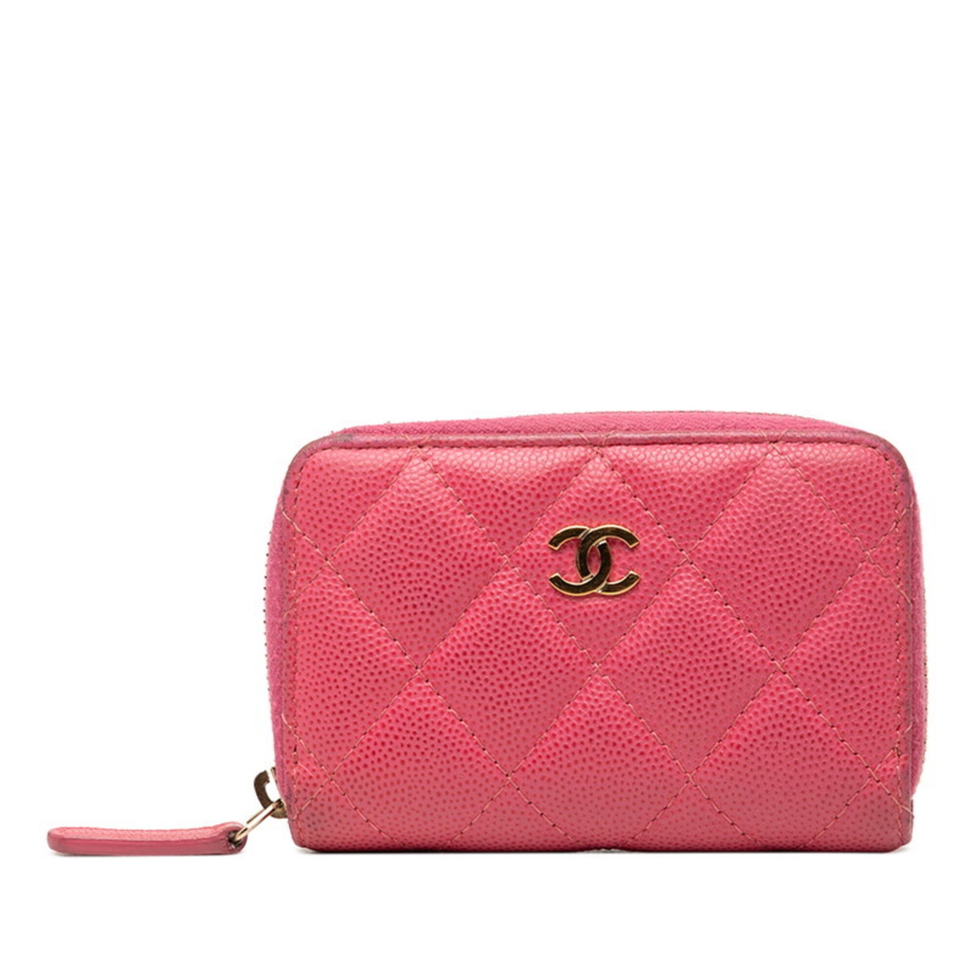 Chanel Pink Grained Calfskin Coin Purse/Coin Case (Pre-Owned)