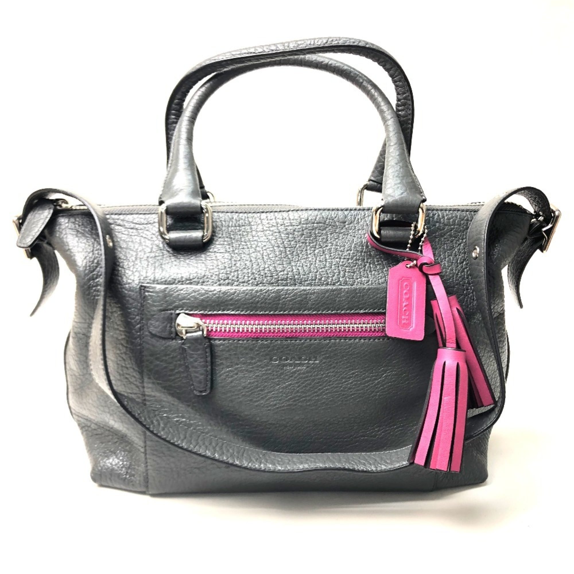 Coach Legacy Charcoal Gray Leather Handbag Shoulder Bag (Pre-Owned)
