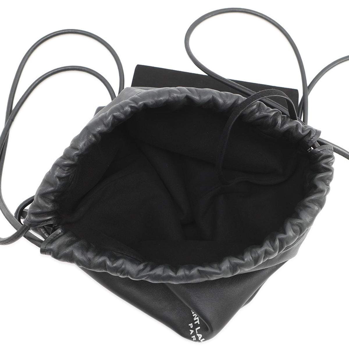 Yves Saint Laurent Black Leather Backpack Handbag Pouch (Pre-Owned)
