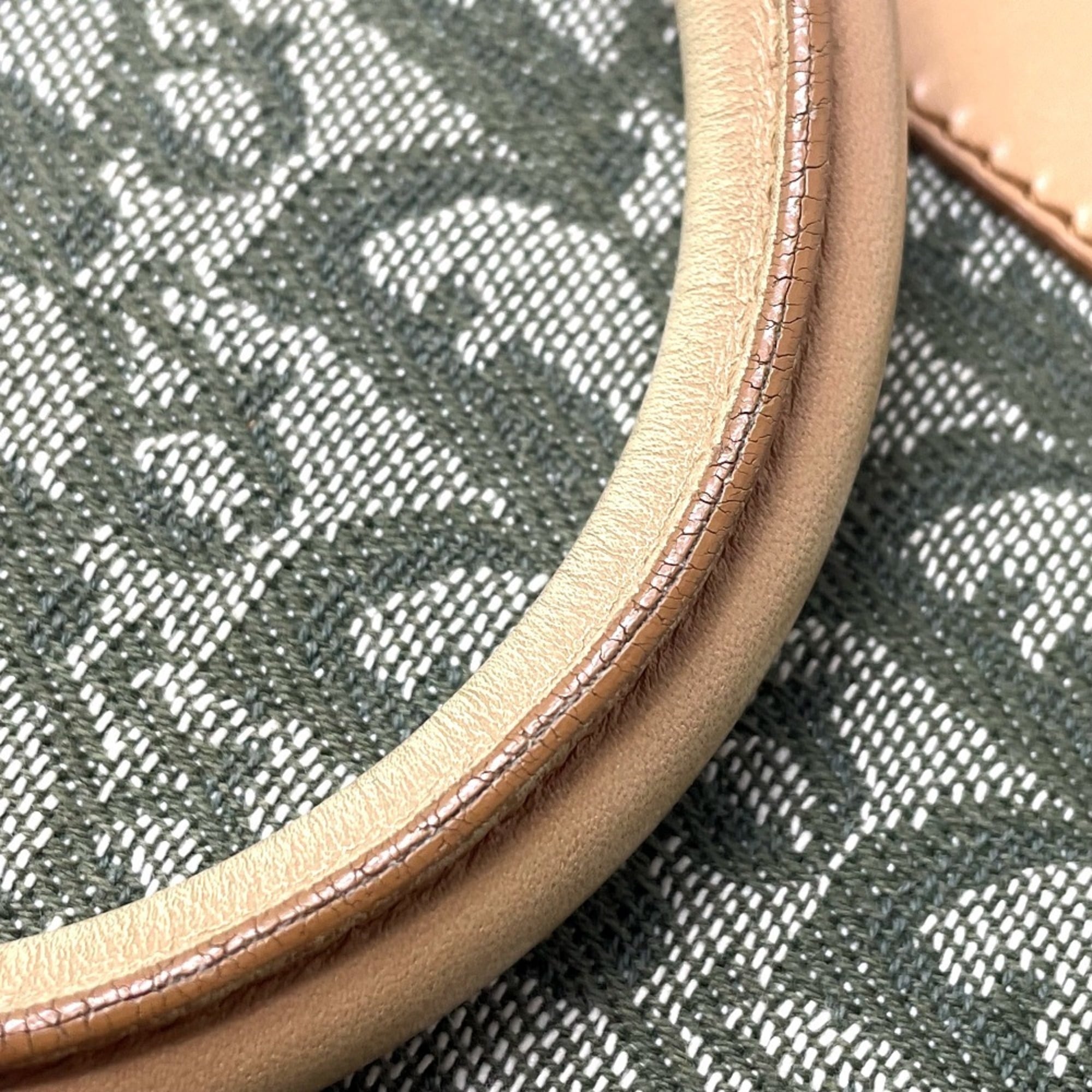 Christian Dior Green Canvas Leather Handbag Tote Bag (Pre-Owned)