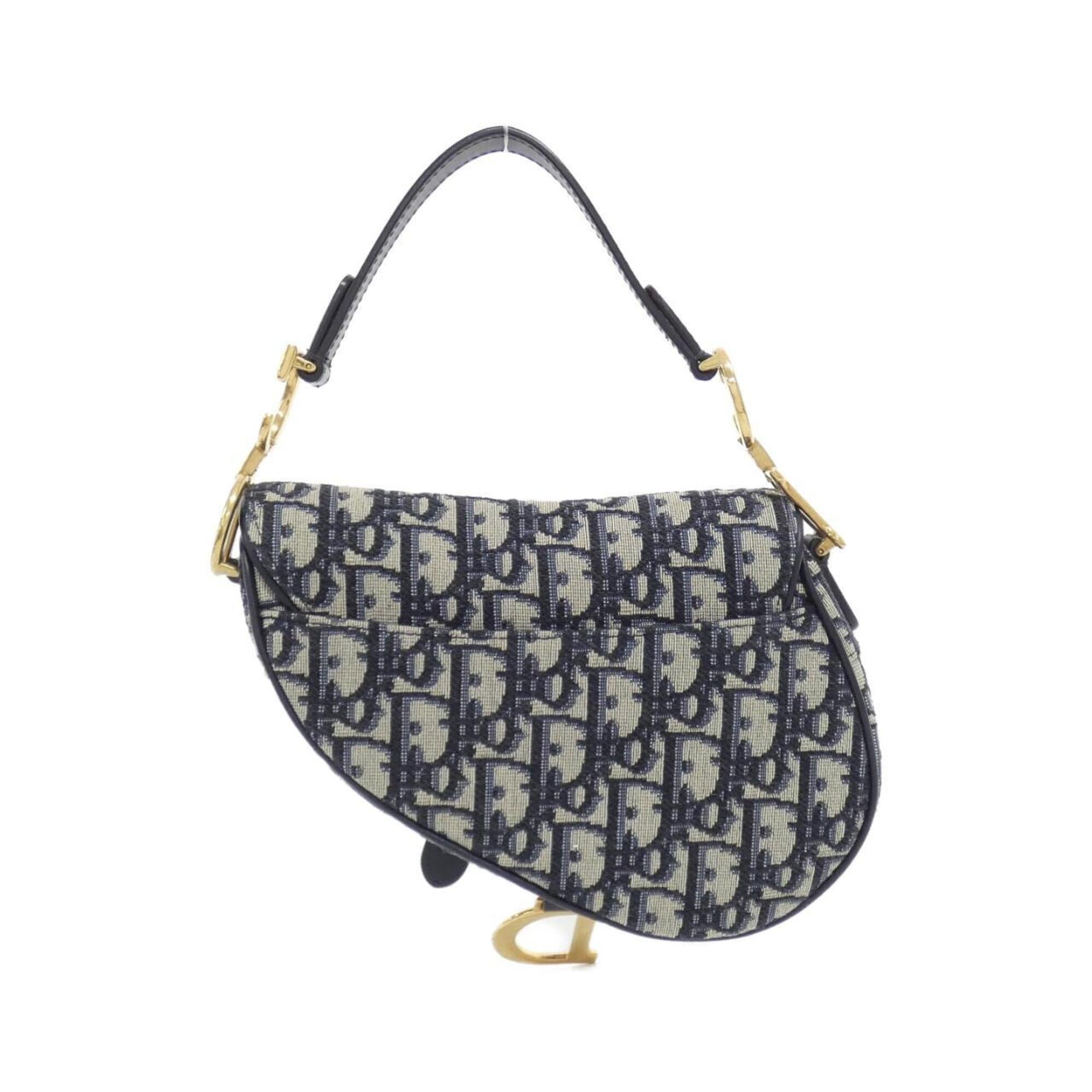Christian Dior Blue Canvas Handbag Saddle Bag (Pre-Owned)