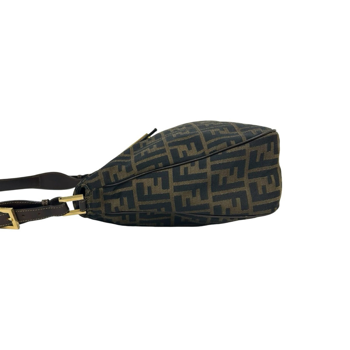 Fendi Black Brown Canvas Leather Shoulder Bag Tote Bag (Pre-Owned)