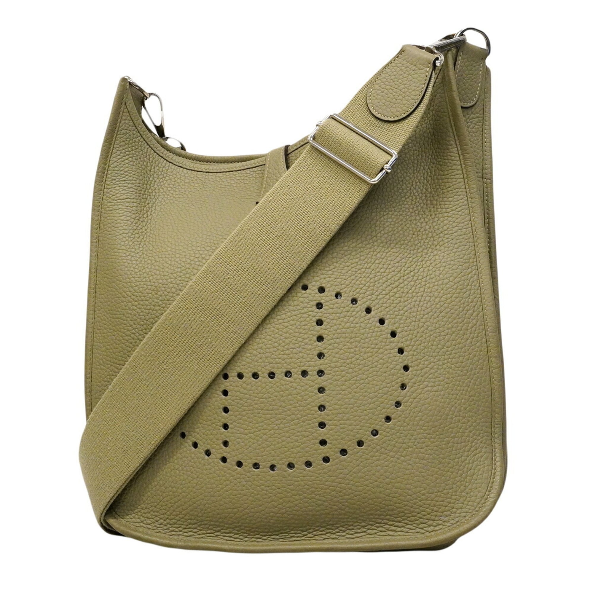 Hermes Silver Taurillon Clemence Leather Shoulder Bag (Pre-Owned)