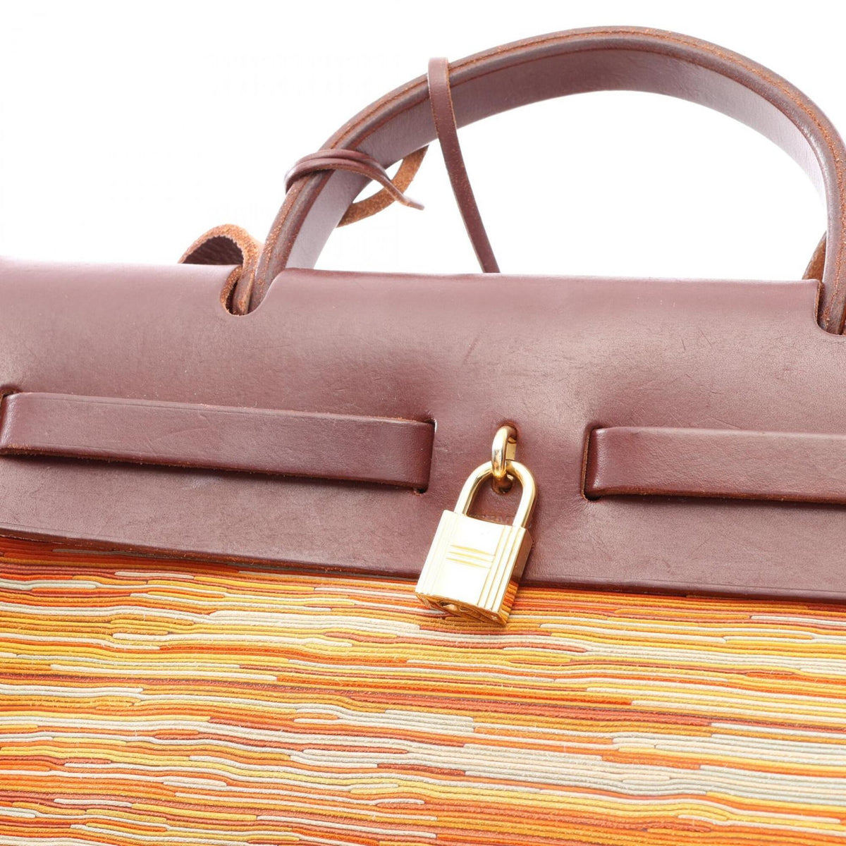 Hermes Brown Multi-Color Vibrato Leather Handbag (Pre-Owned)