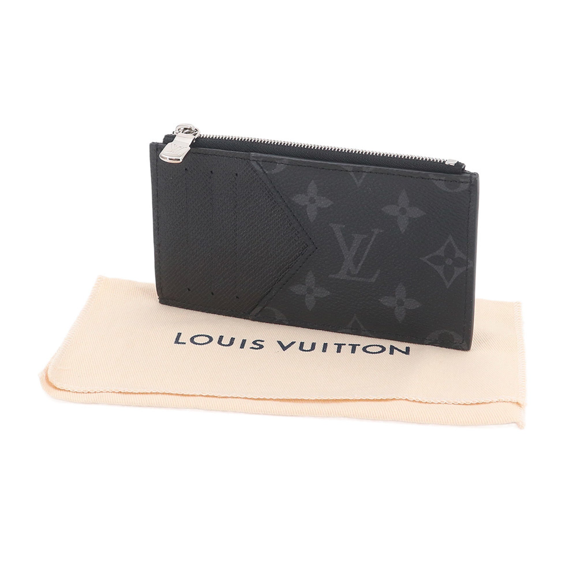 Louis Vuitton Noir Taiga Leather Monogram Eclipse Coin Purse/Coin Case (Pre-Owned)