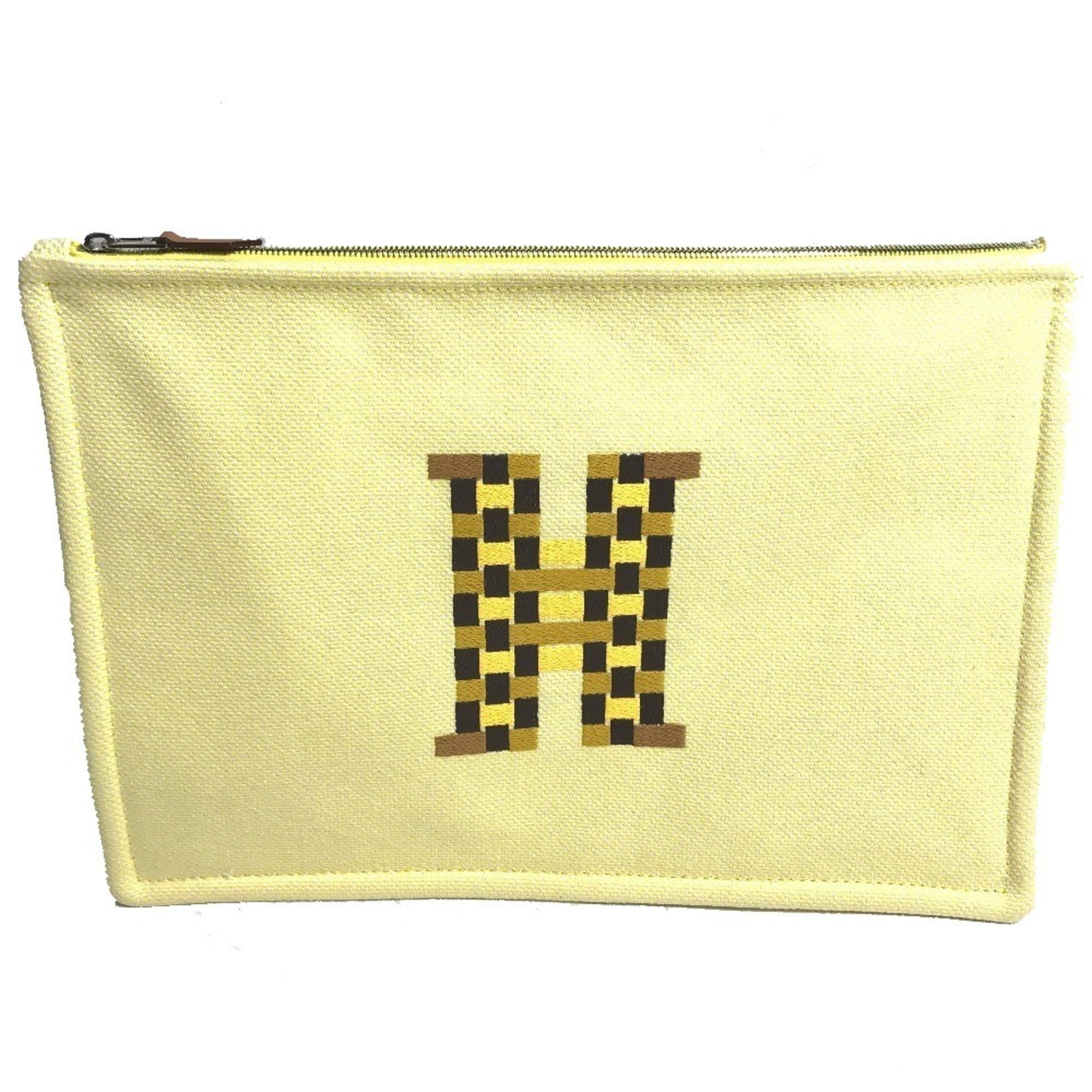Hermes Yellow Toile H Clutch Bag Pouch (Pre-Owned)