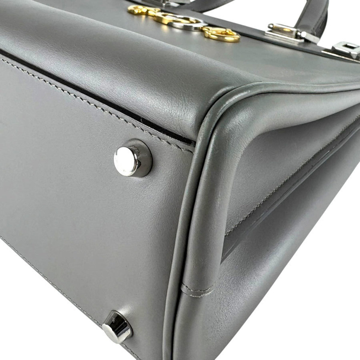 Gucci Gray Leather Handbag Shoulder Bag (Pre-Owned)