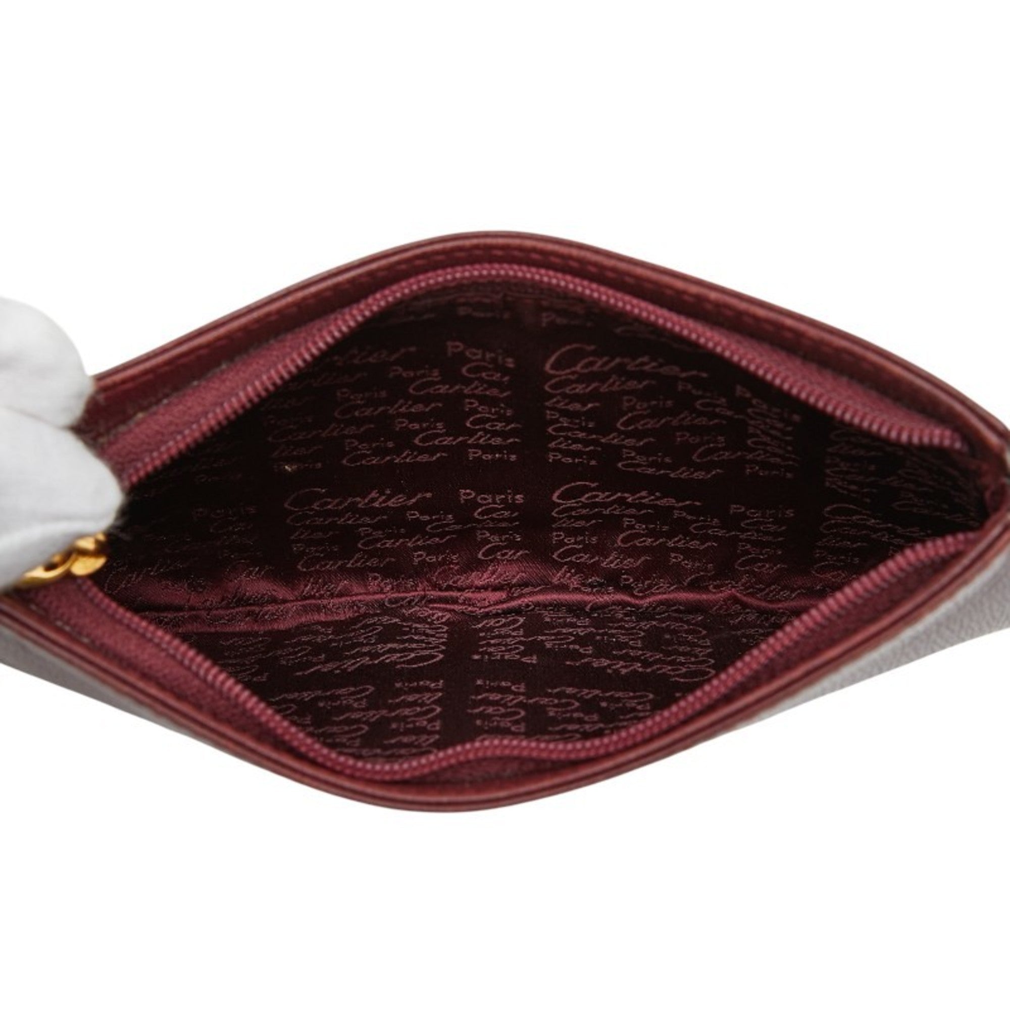 Cartier Bordeaux Wine Red Leather Pouch (Pre-Owned)