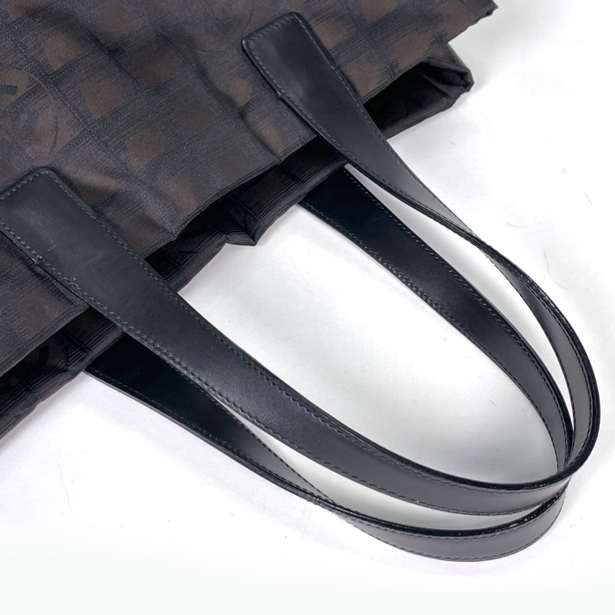 Chanel Dark Brown Nylon Jacquard Leather Tote Bag (Pre-Owned)