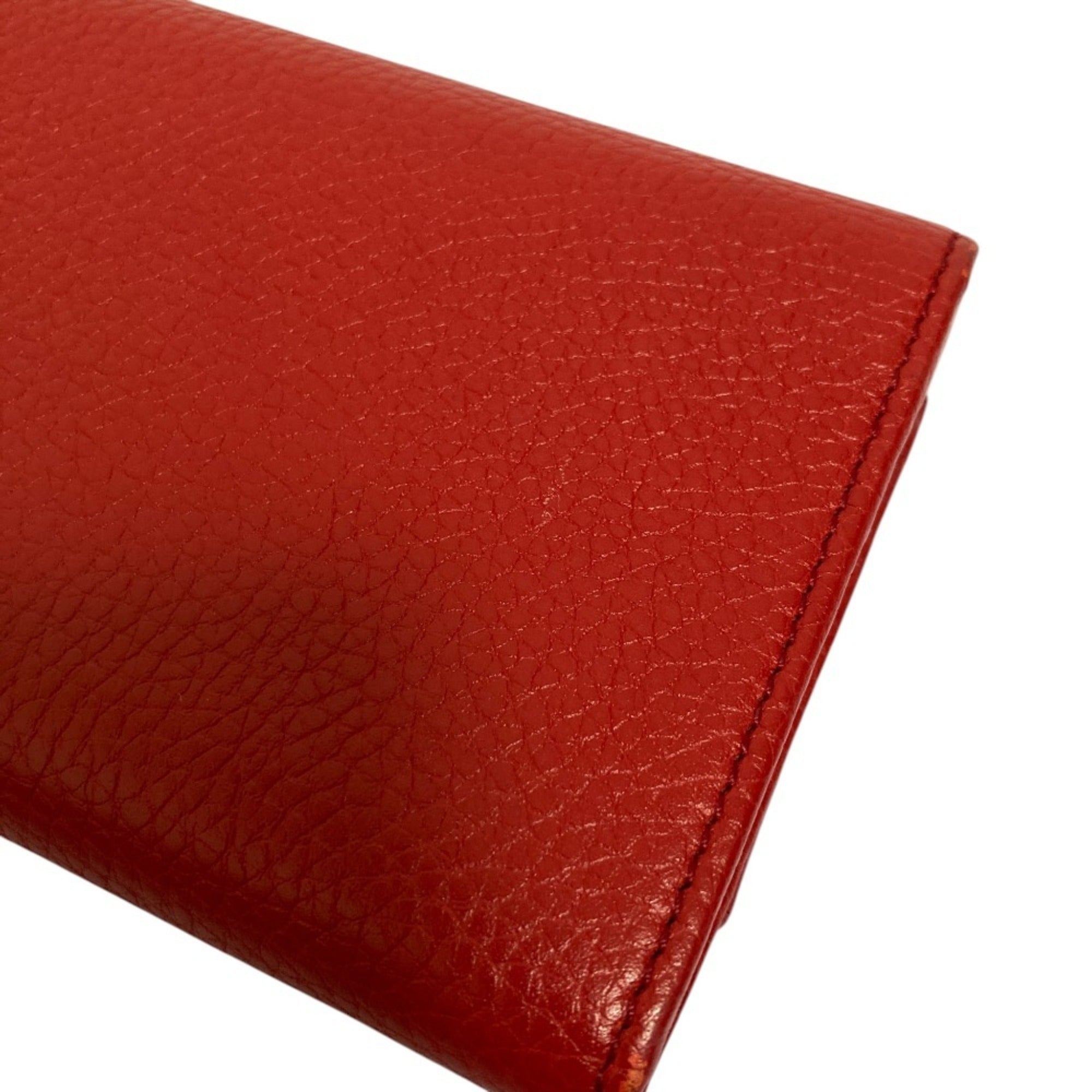 Gucci Red Color Leather Long Wallet (Bi-Fold) (Pre-Owned)