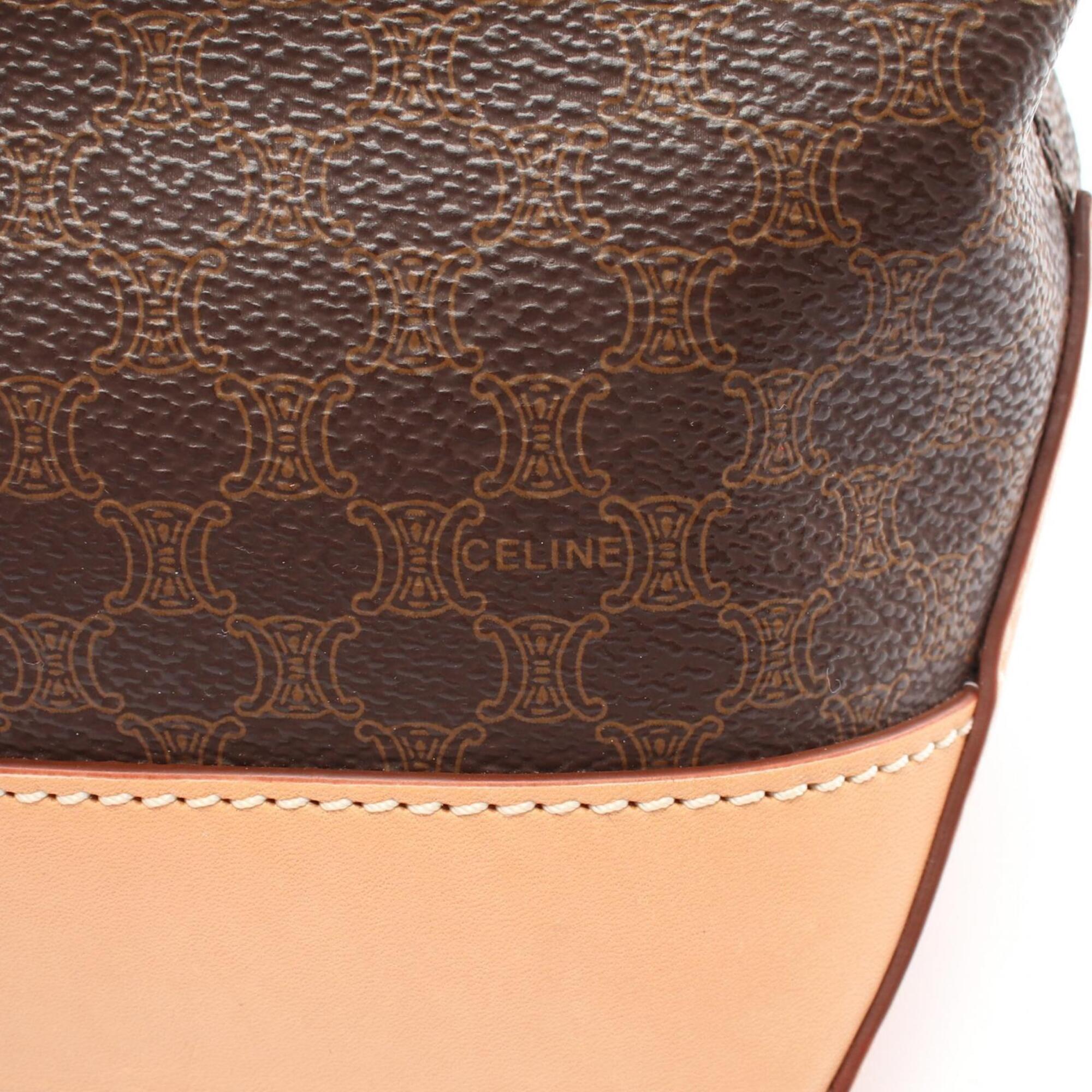Celine Brown Coated Canvas Leather Handbag Tote Bag (Pre-Owned)
