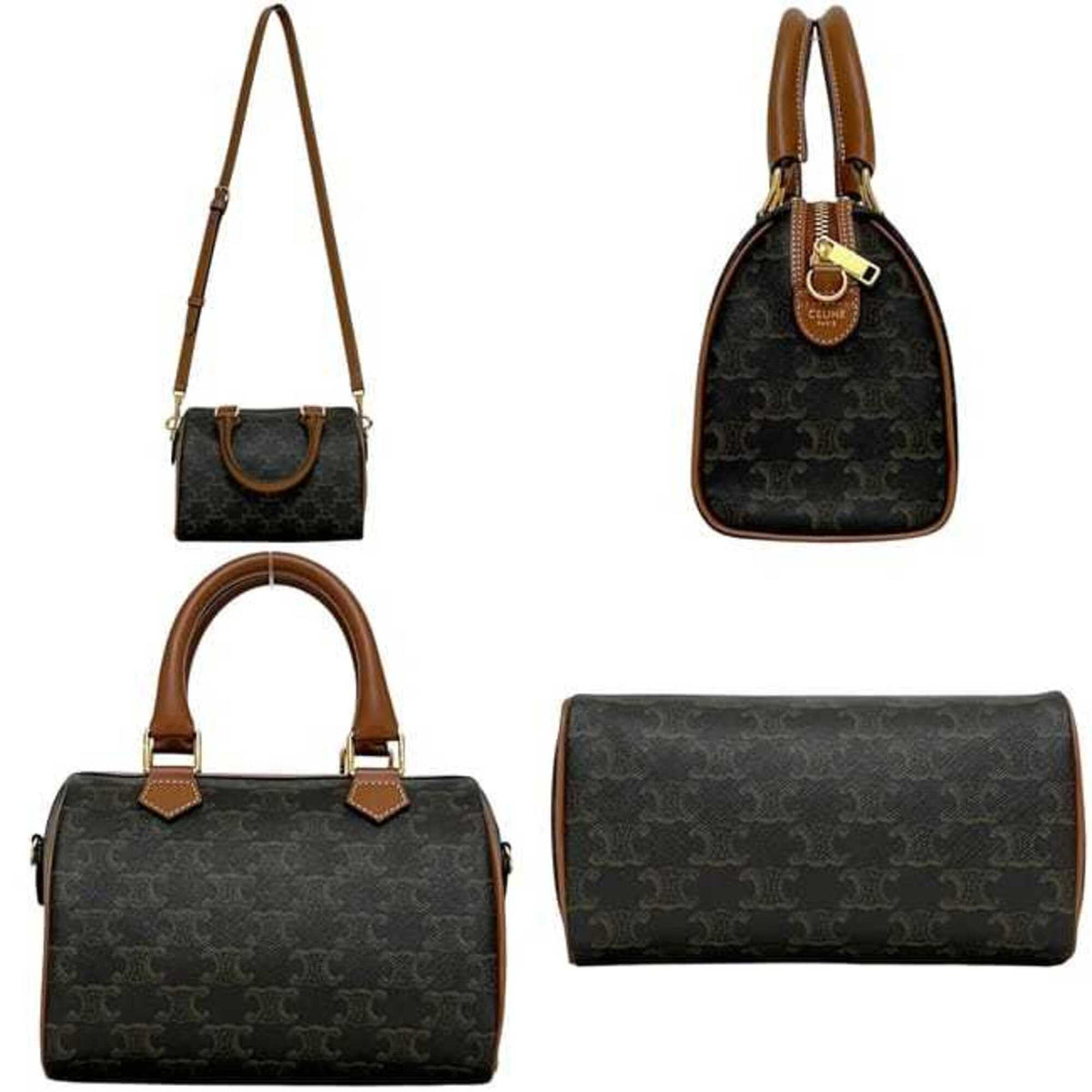 Celine Brown Pvc Leather Boston Bag (Pre-Owned)