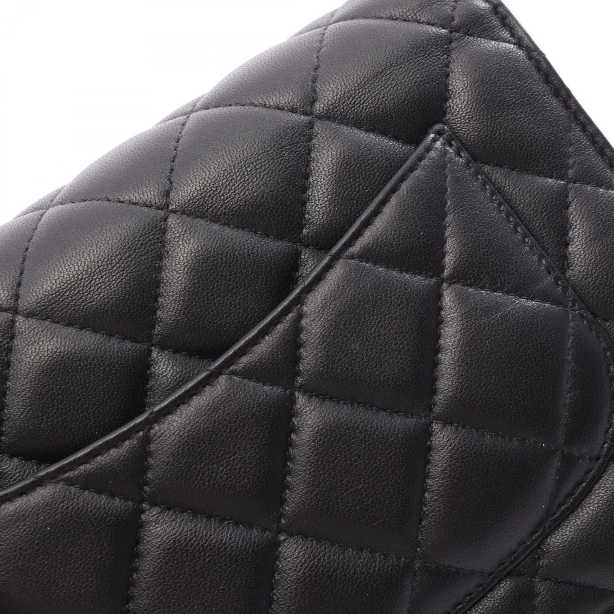 Chanel Matelasse Black Leather Handbag Shoulder Bag (Pre-Owned)