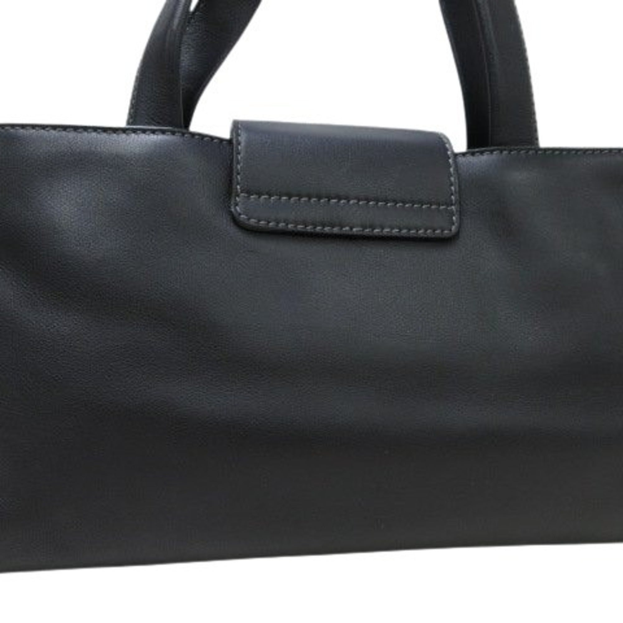 Bvlgari Black Leather Handbag Shoulder Bag Tote Bag (Pre-Owned)