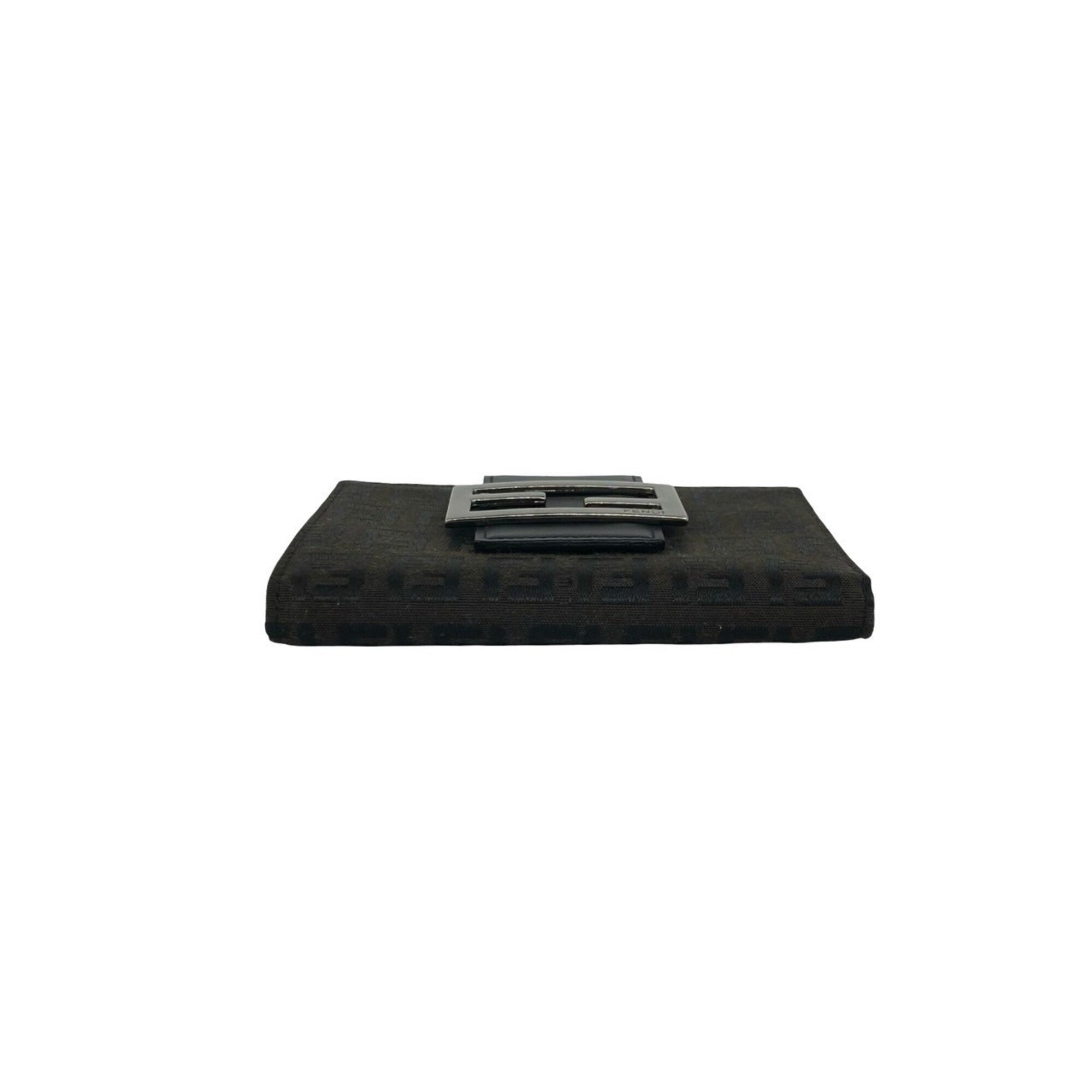 Fendi Black Brown Canvas Leather Wallet (Bi-Fold) (Pre-Owned)