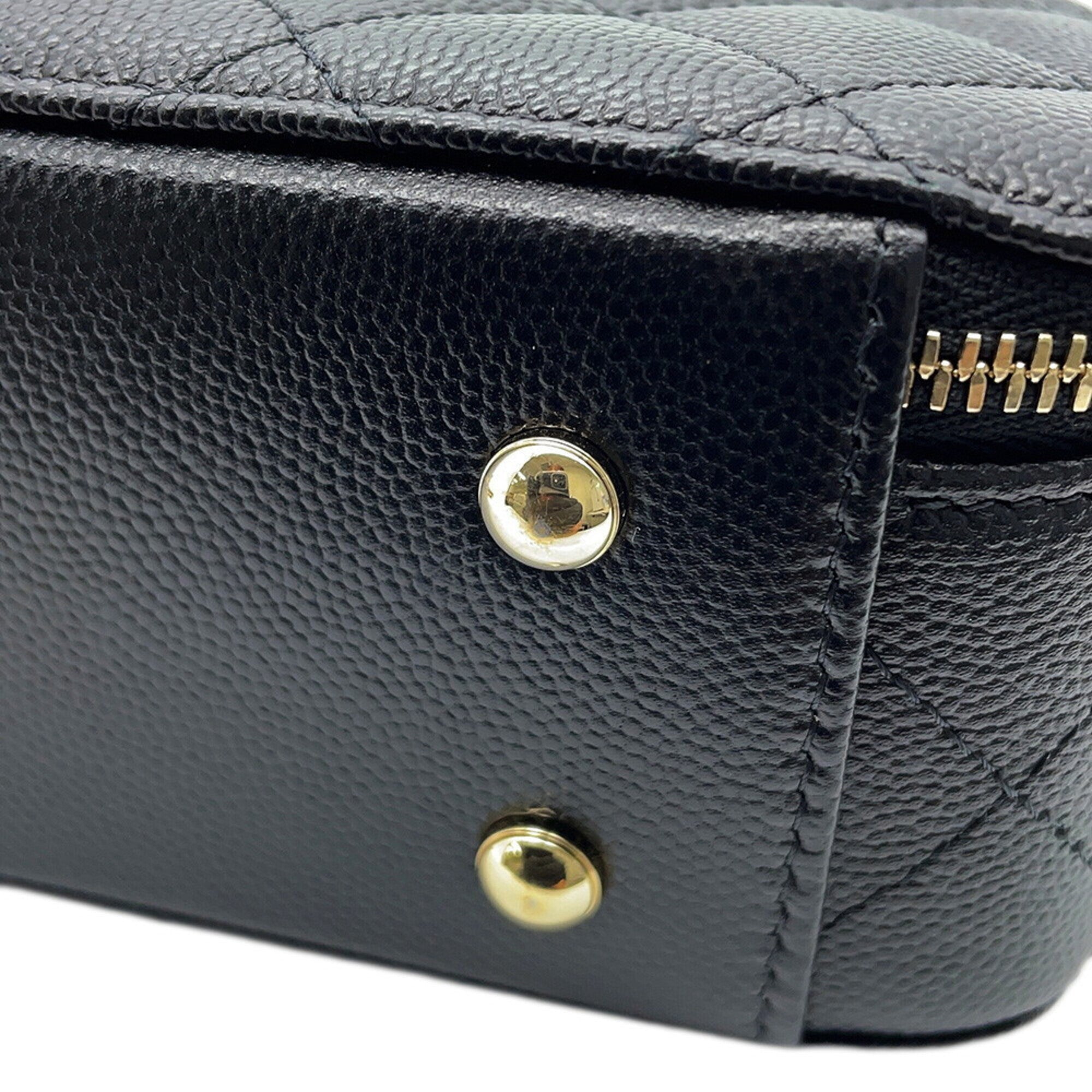 Chanel Matelasse Black Grained Calfskin Handbag Shoulder Bag (Pre-Owned)