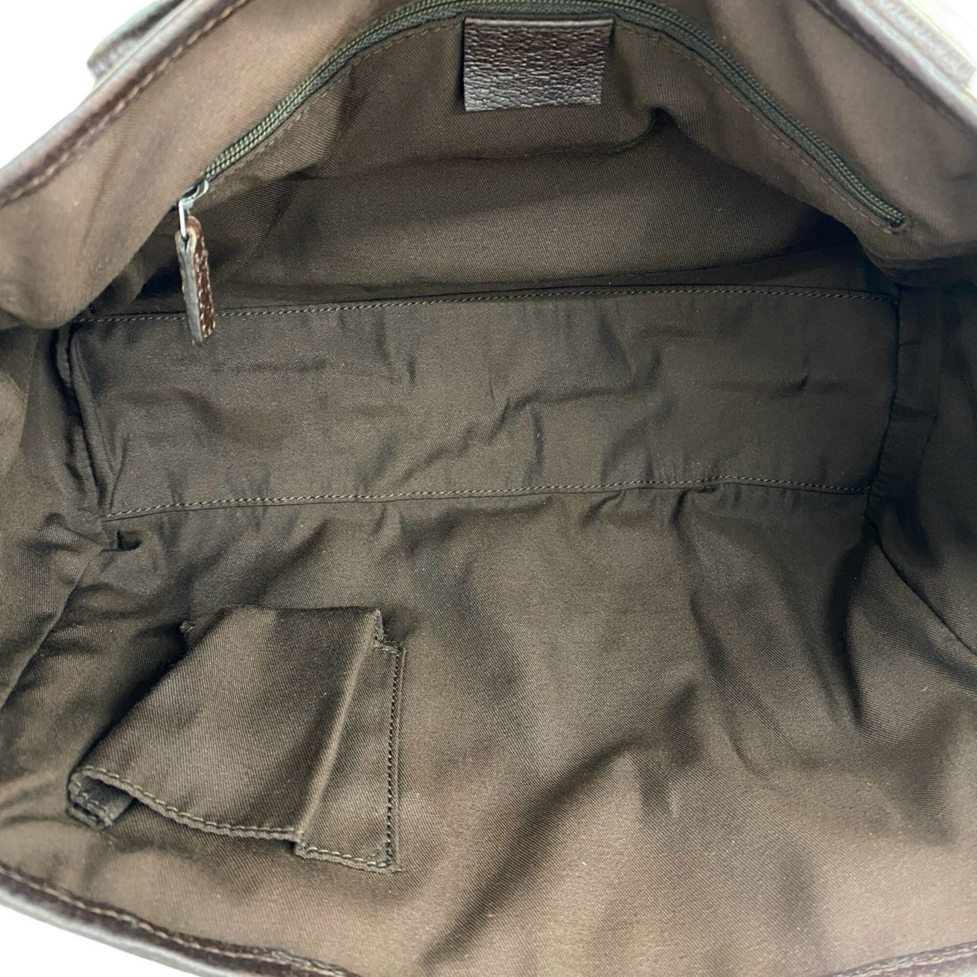 Gucci Brown Green Red Color Canvas Leather Handbag Tote Bag (Pre-Owned)