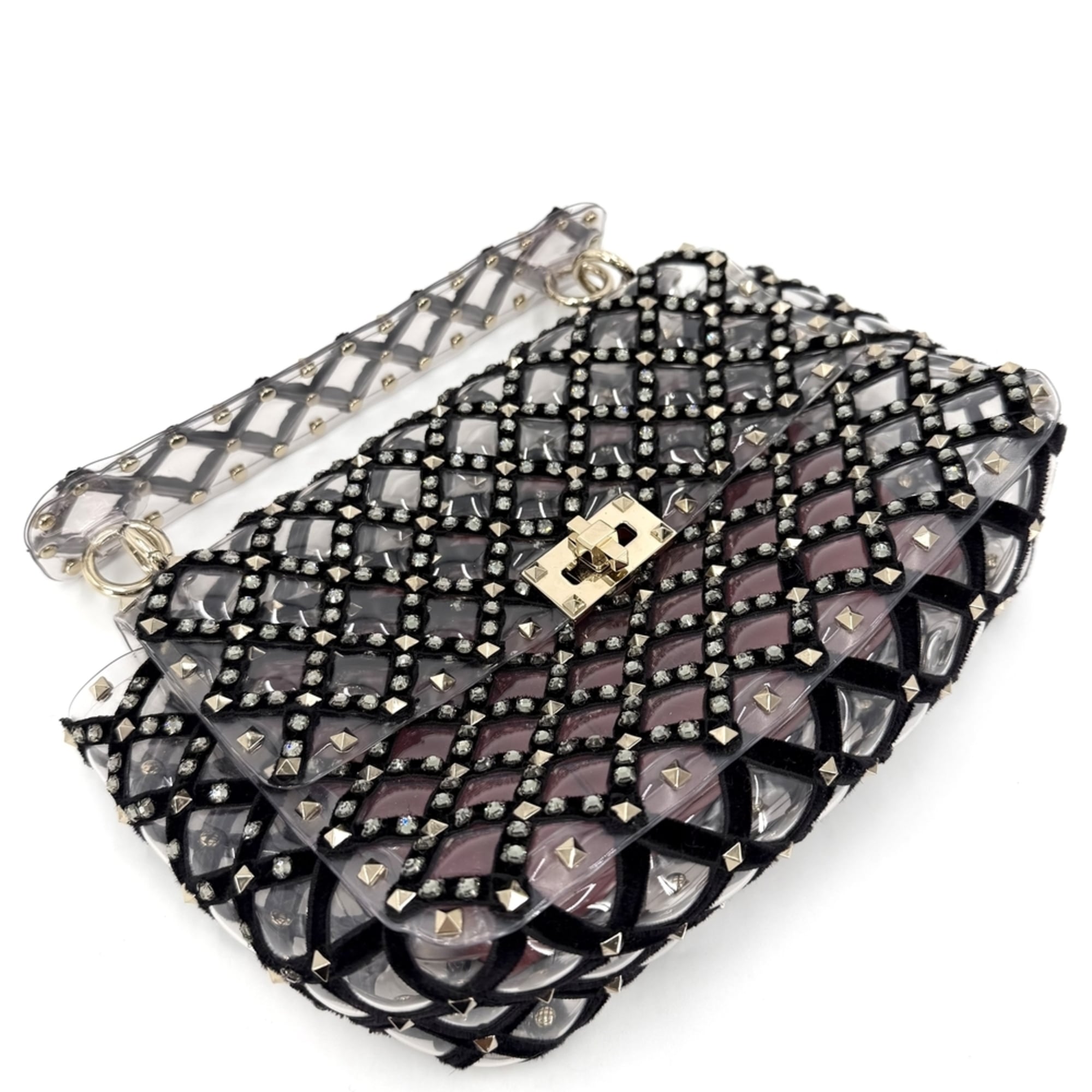 Valentino Garavani Black Clear Black White Pvc Handbag (Pre-Owned)