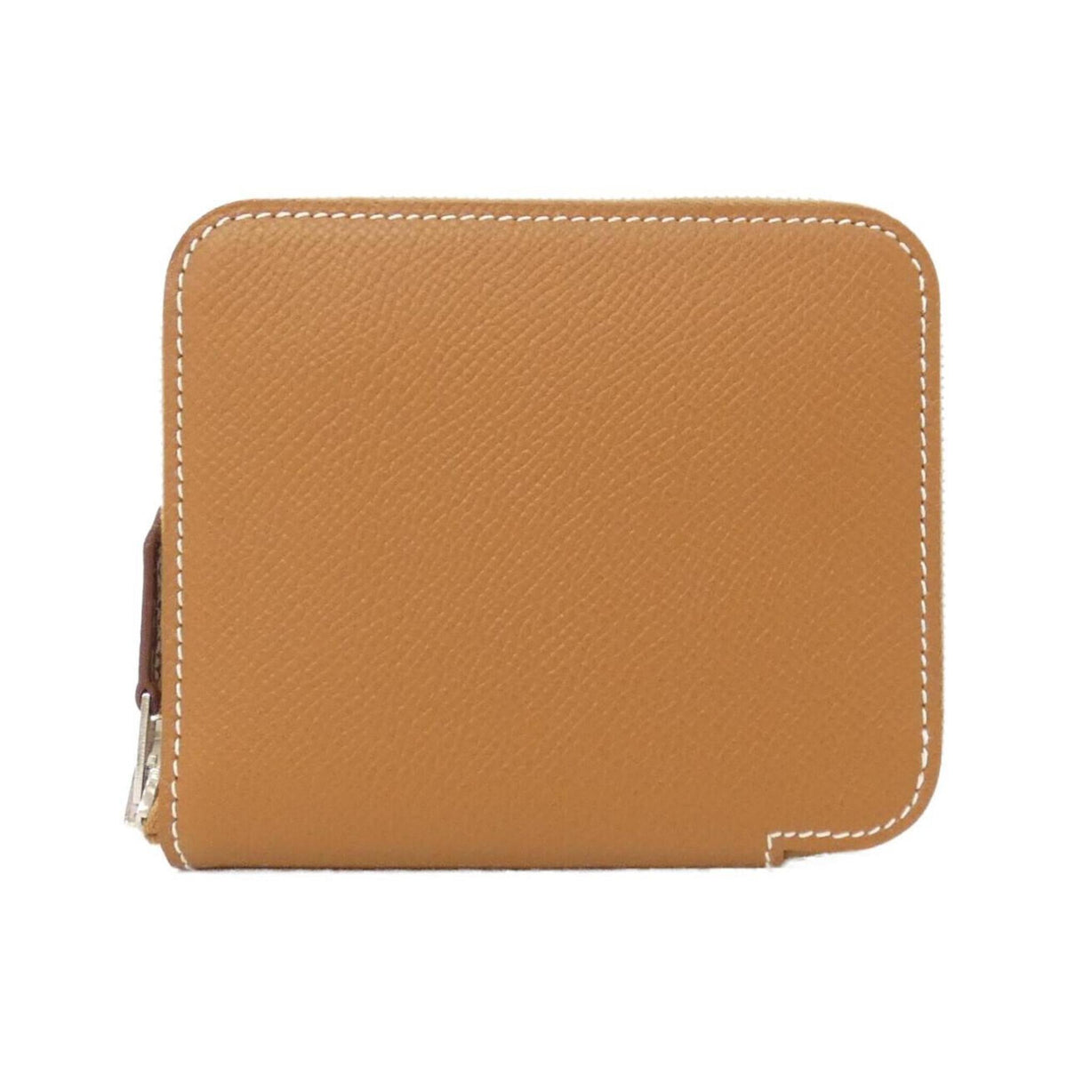 Hermes Brown Epsom Leather Silk Coin Purse/Coin Case (Pre-Owned)