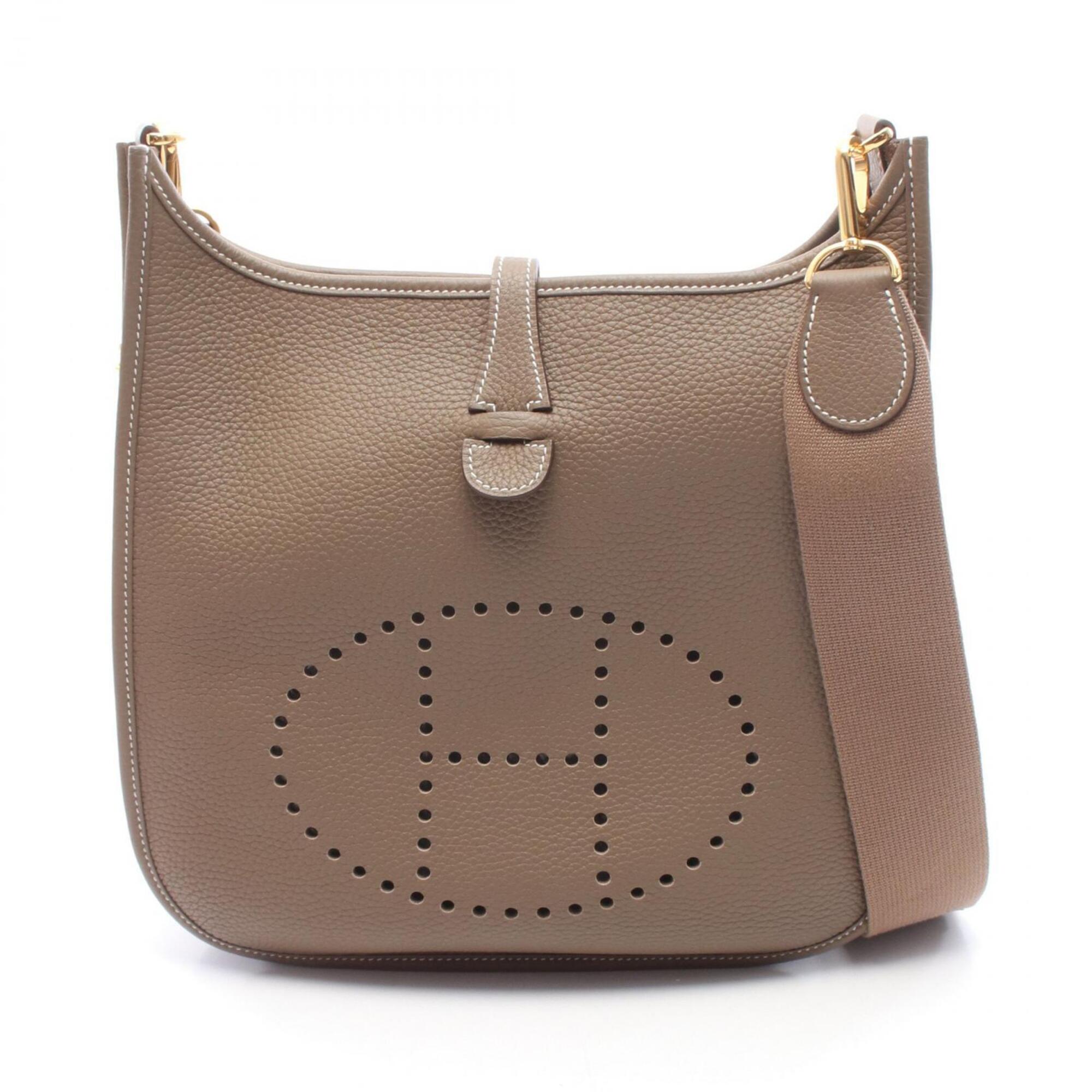 Hermes Etoupe Gray Gray Taurillon Clemence Leather Leather Handbag Shoulder Bag (Pre-Owned)