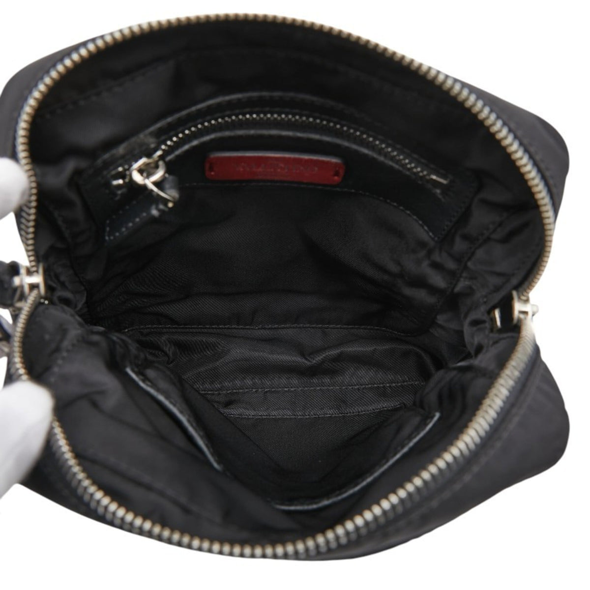 Valentino Black Nylon Leather Shoulder Bag (Pre-Owned)
