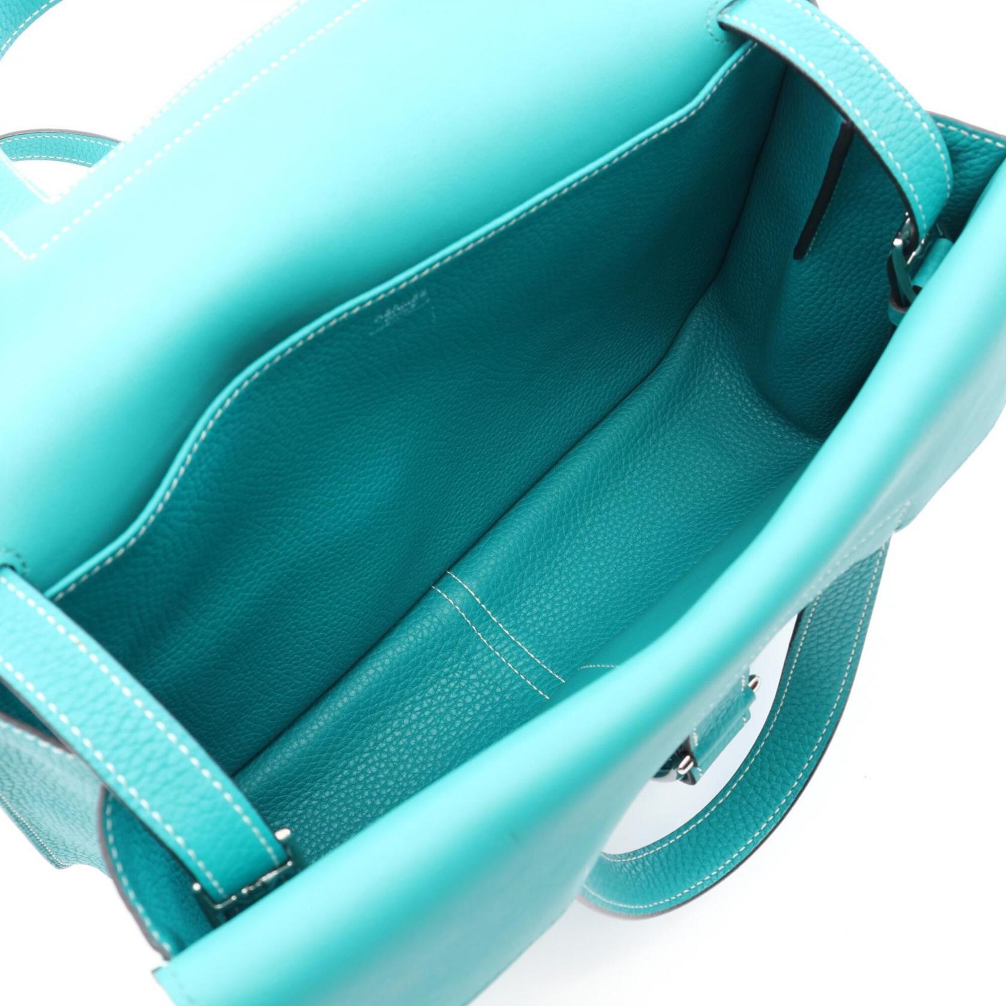 Hermes Blue Green Taurillon Clemence Leather Handbag (Pre-Owned)