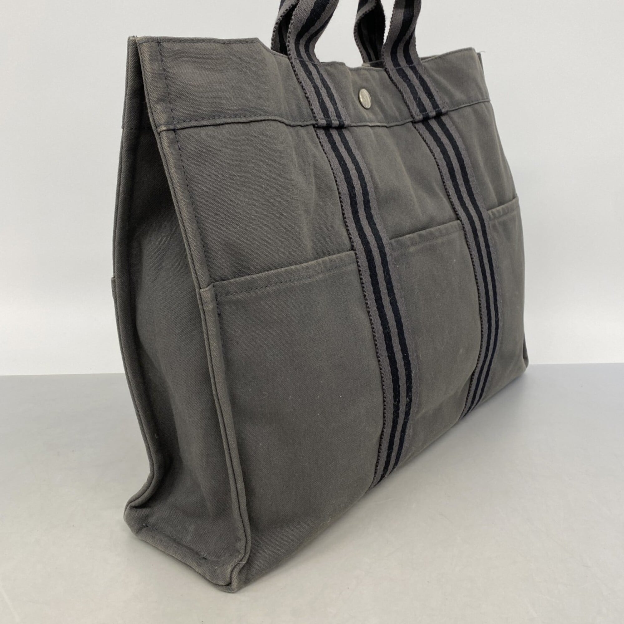 Hermes Gray Canvas Tote Bag (Pre-Owned)