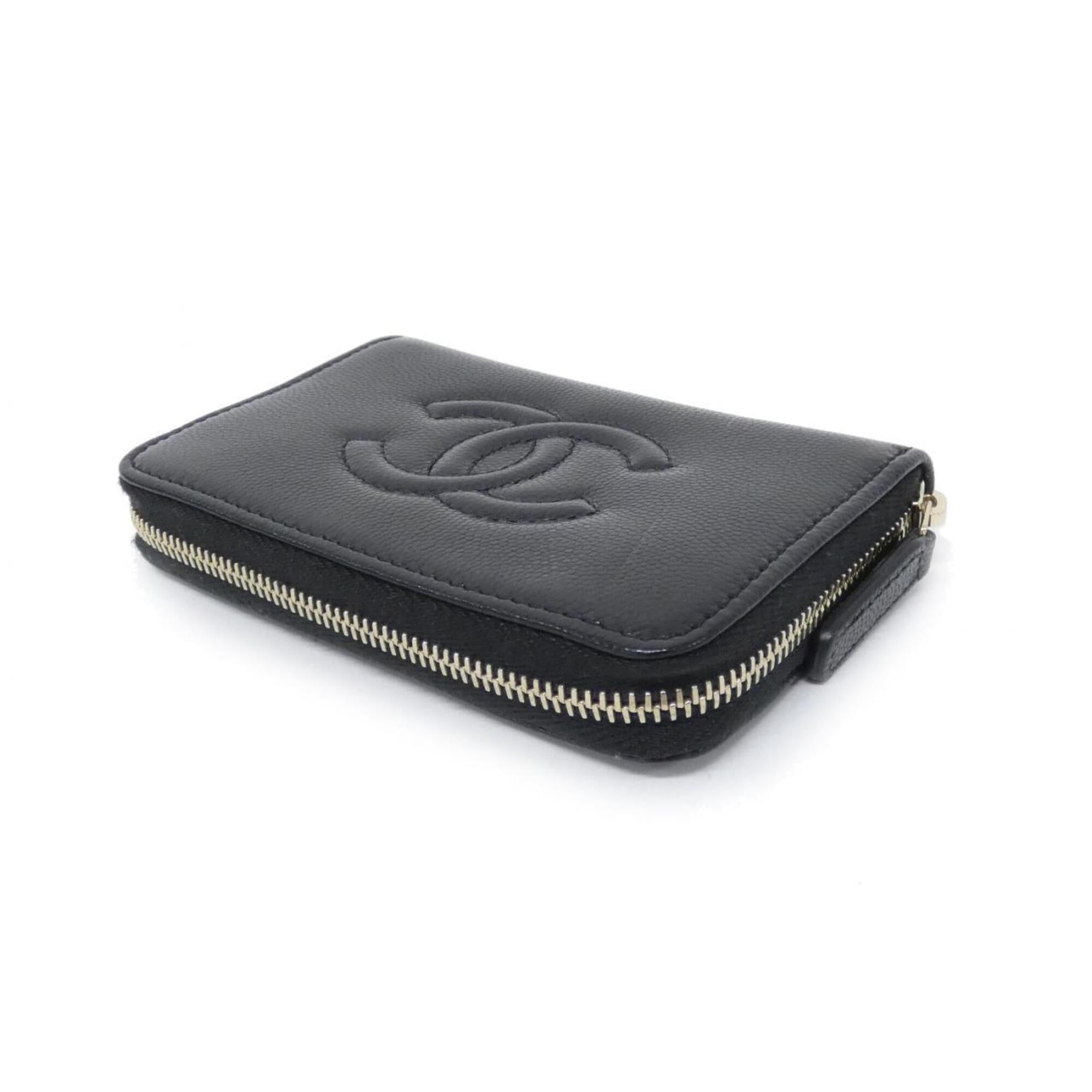 Chanel Black Grained Calfskin Coin Purse/Coin Case (Pre-Owned)