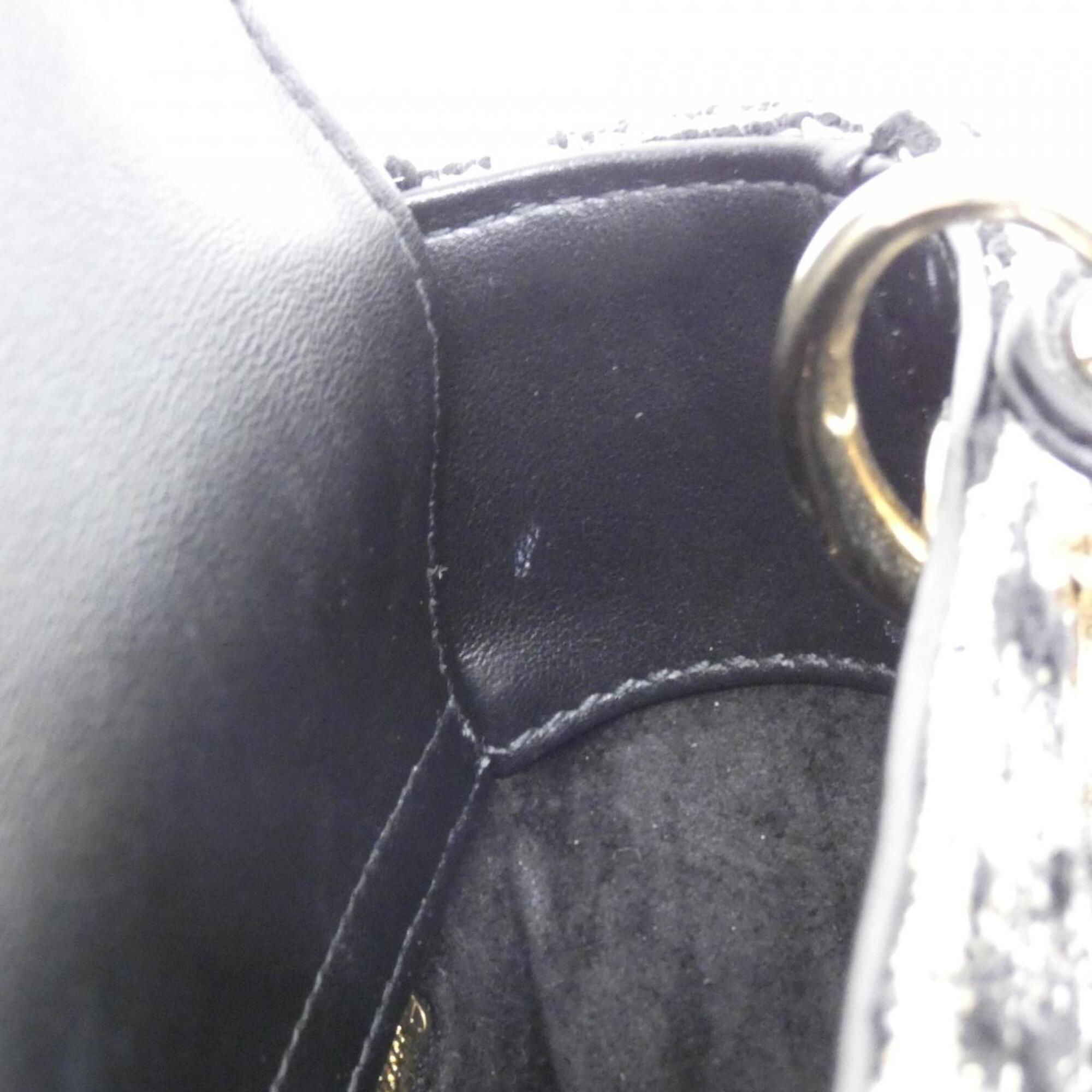 Christian Dior Black White Tweed Leather Handbag (Pre-Owned)