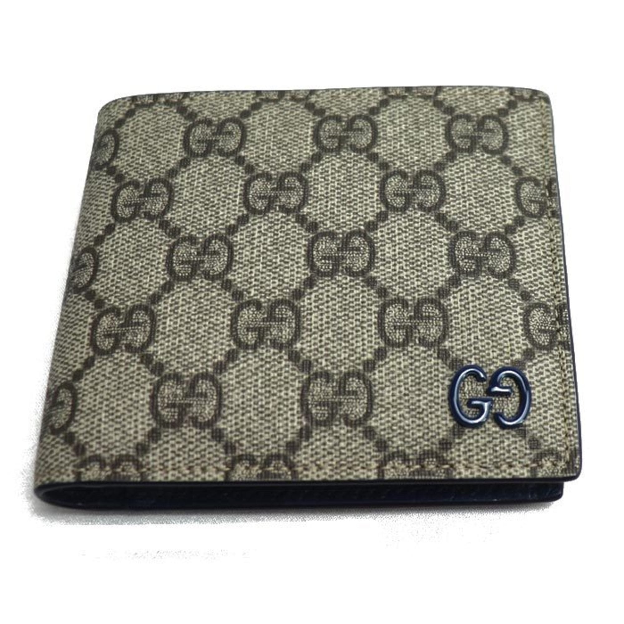 Gucci Beige Navy Gg Supreme Wallet (Bi-Fold) (Pre-Owned)